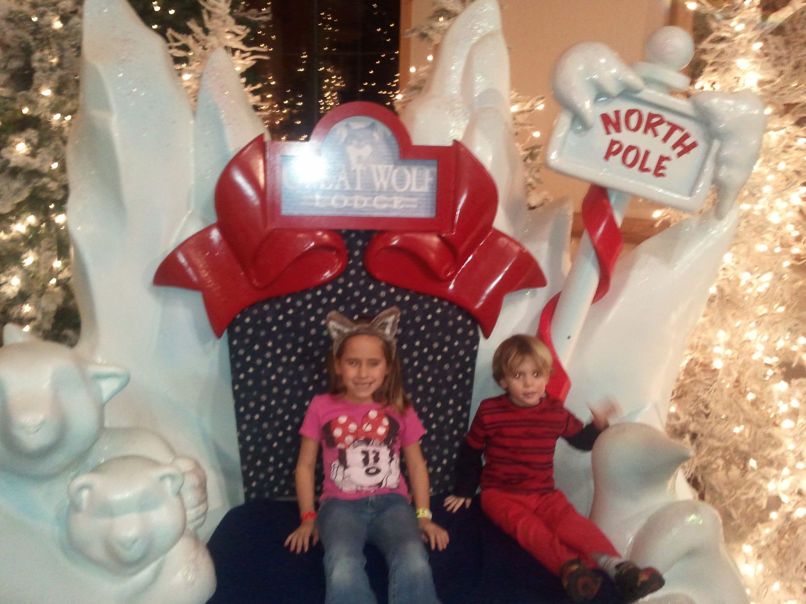 Lisa and Thomas on the North Pole throne