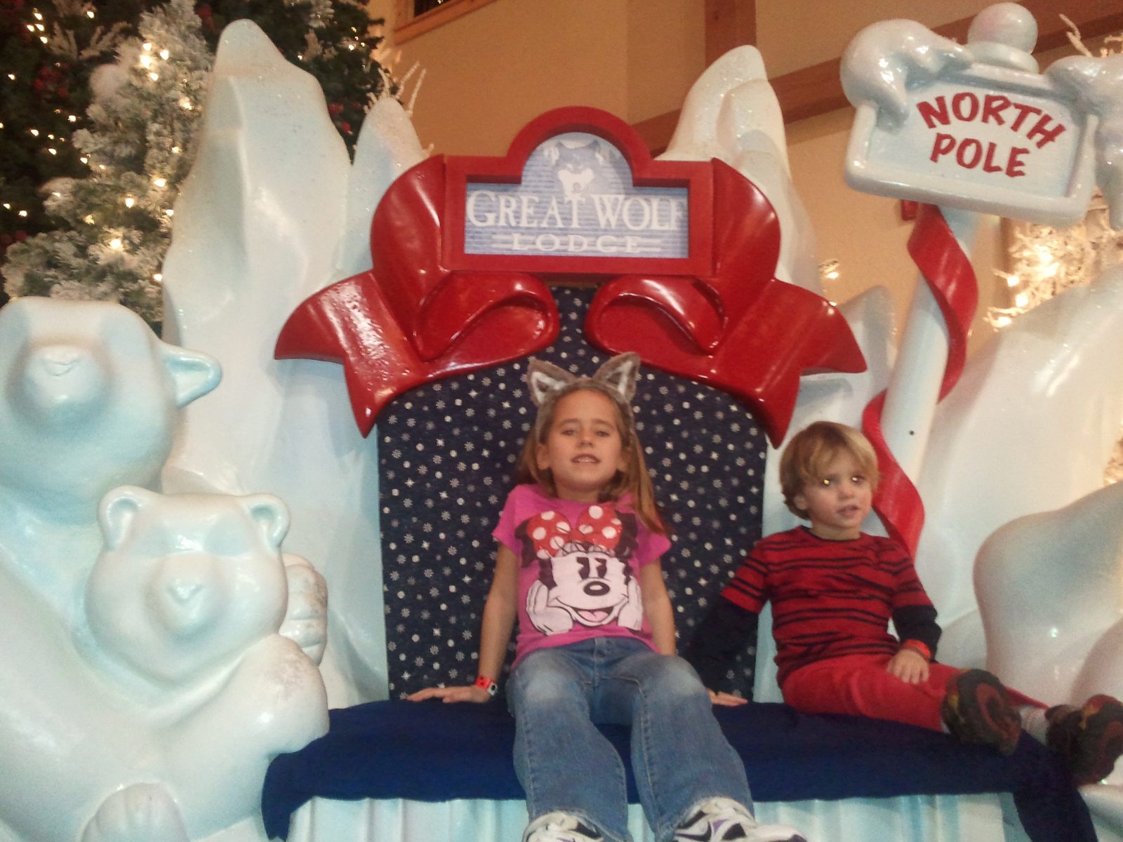 Lisa and Thomas on the North Pole throne