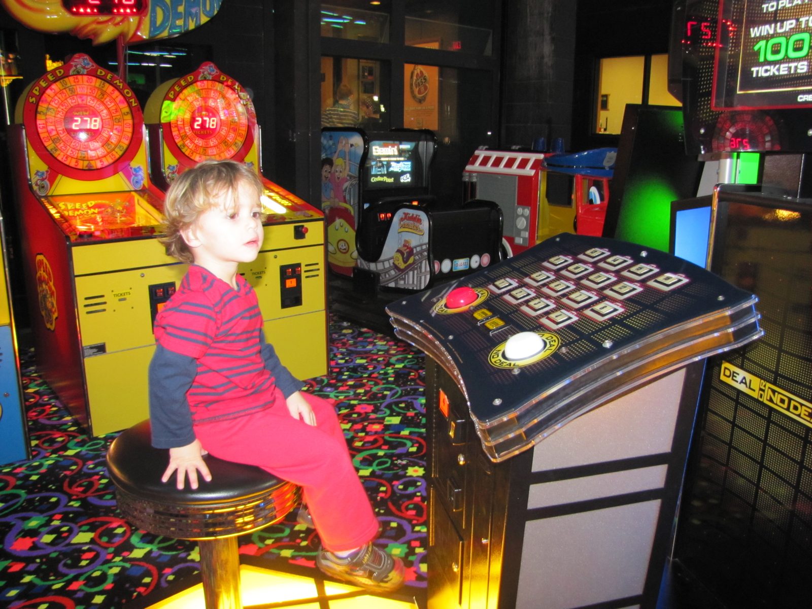Thomas at an arcade game