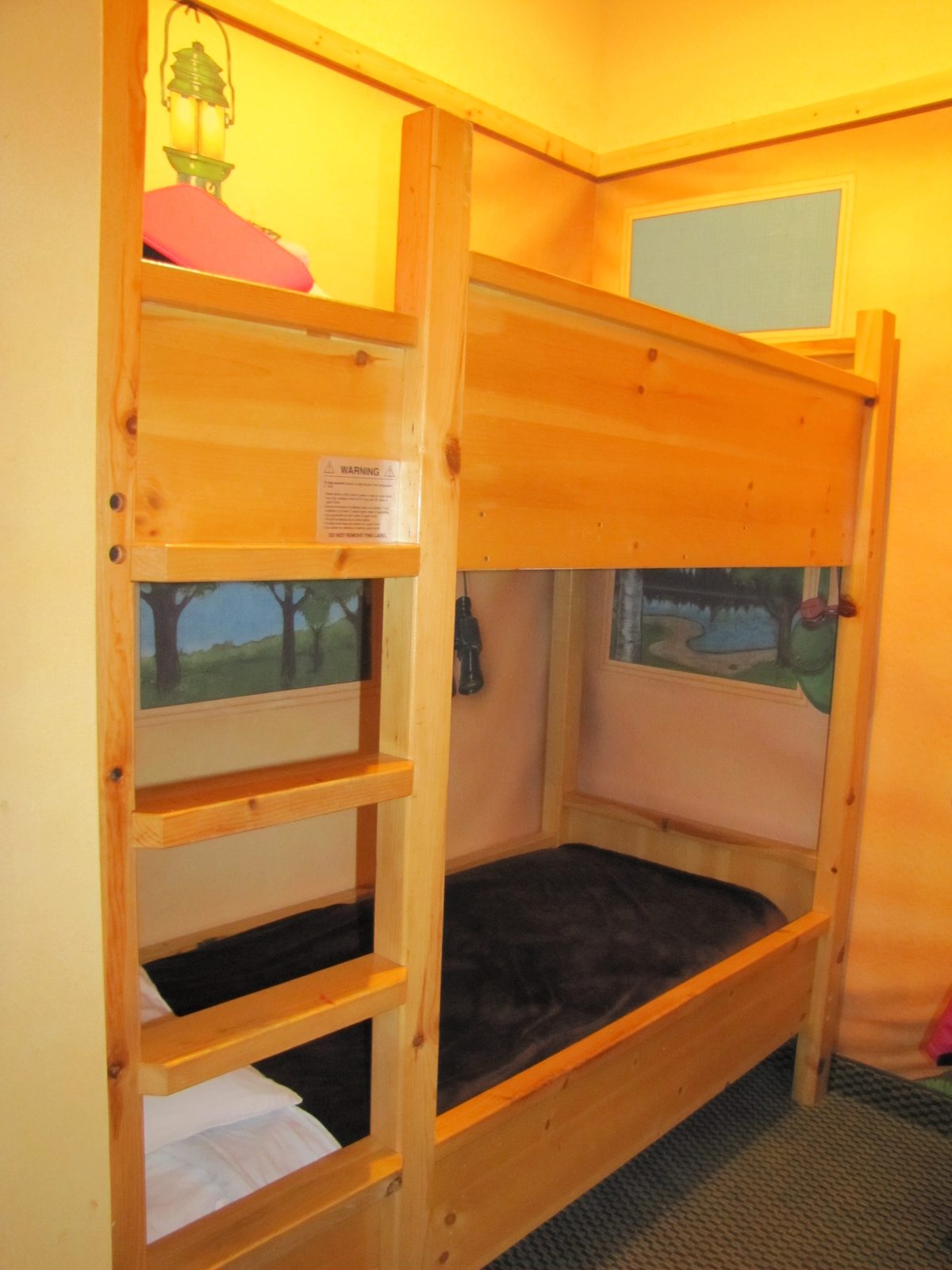 Bunk beds made up for bedtime