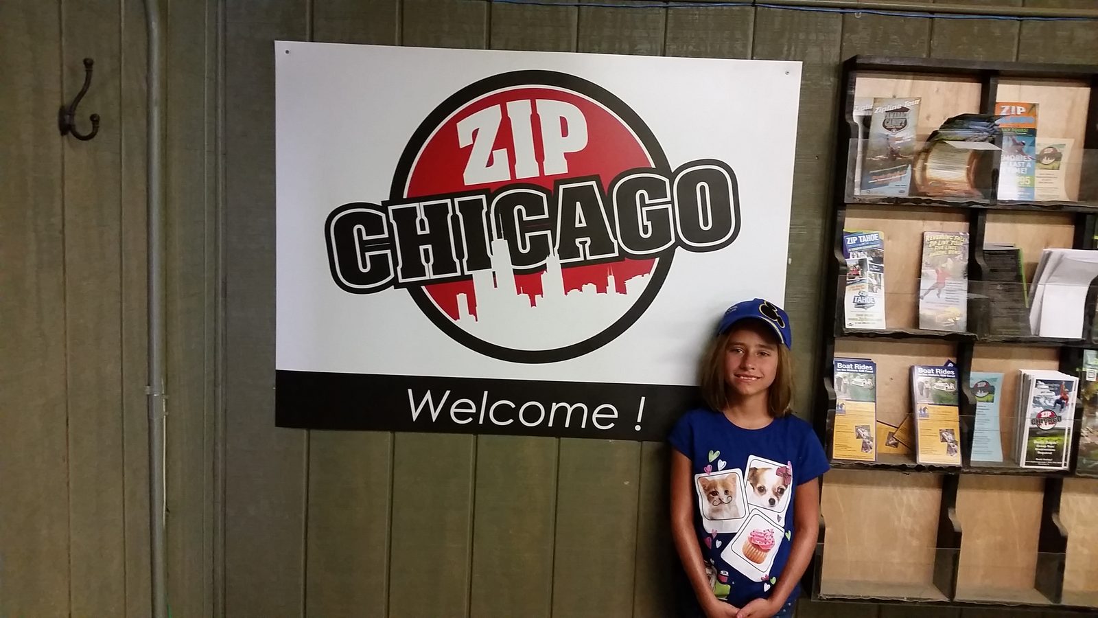 Lisa at the welcome sign for Zip Chicago