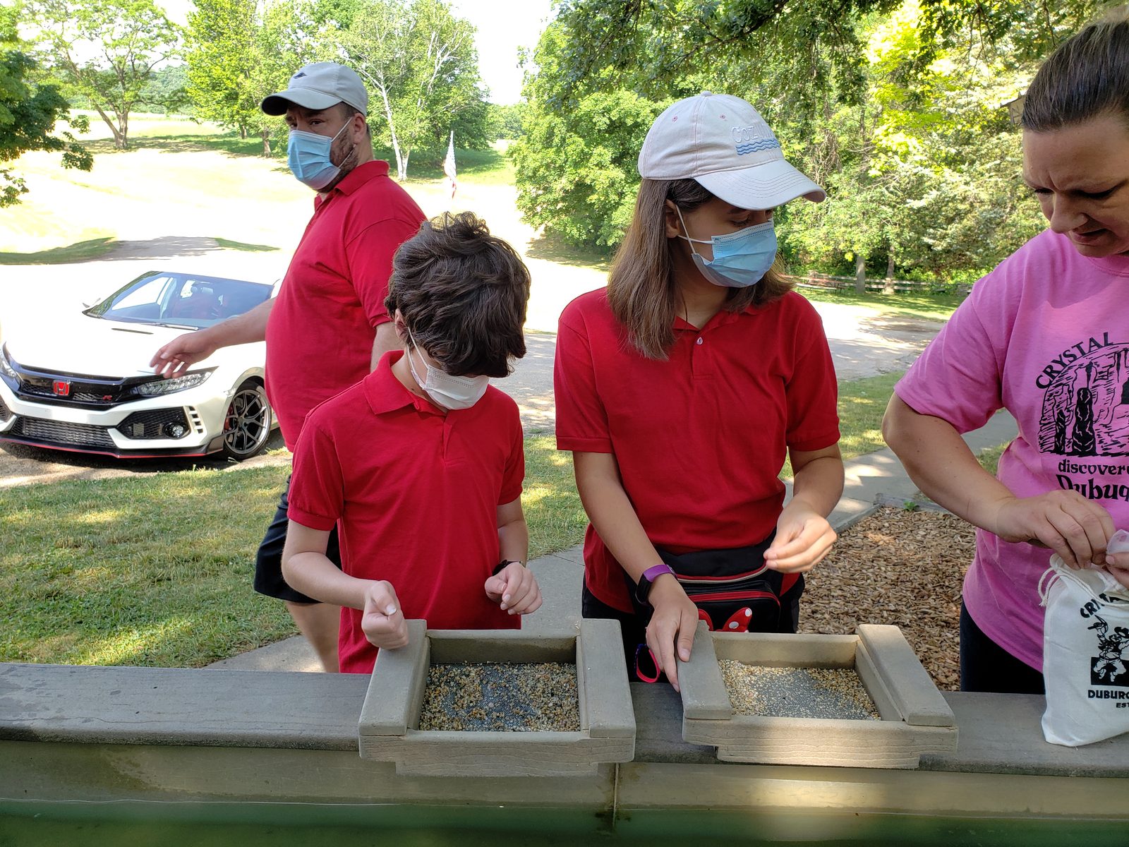 Panning for gems and fossils with Thomas and Lisa