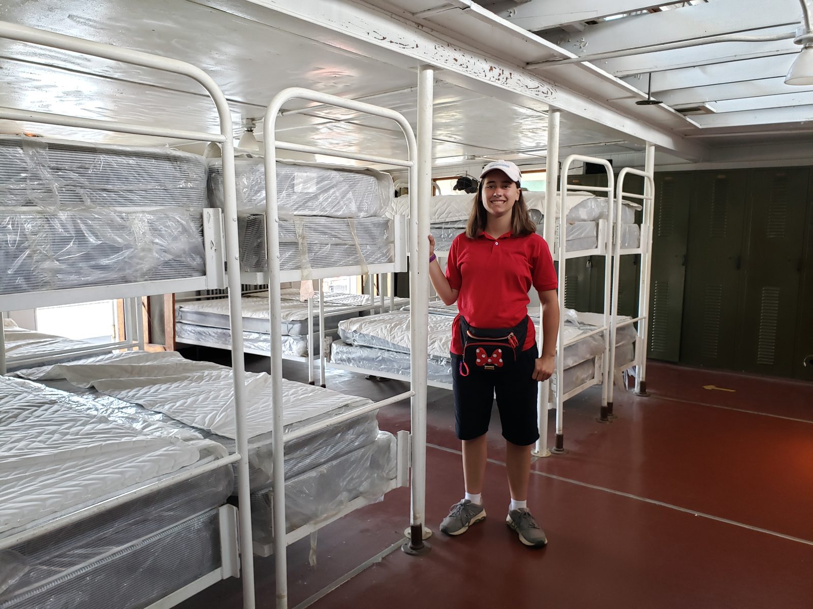 Lisa in the crew bunk room on the museum's boat
