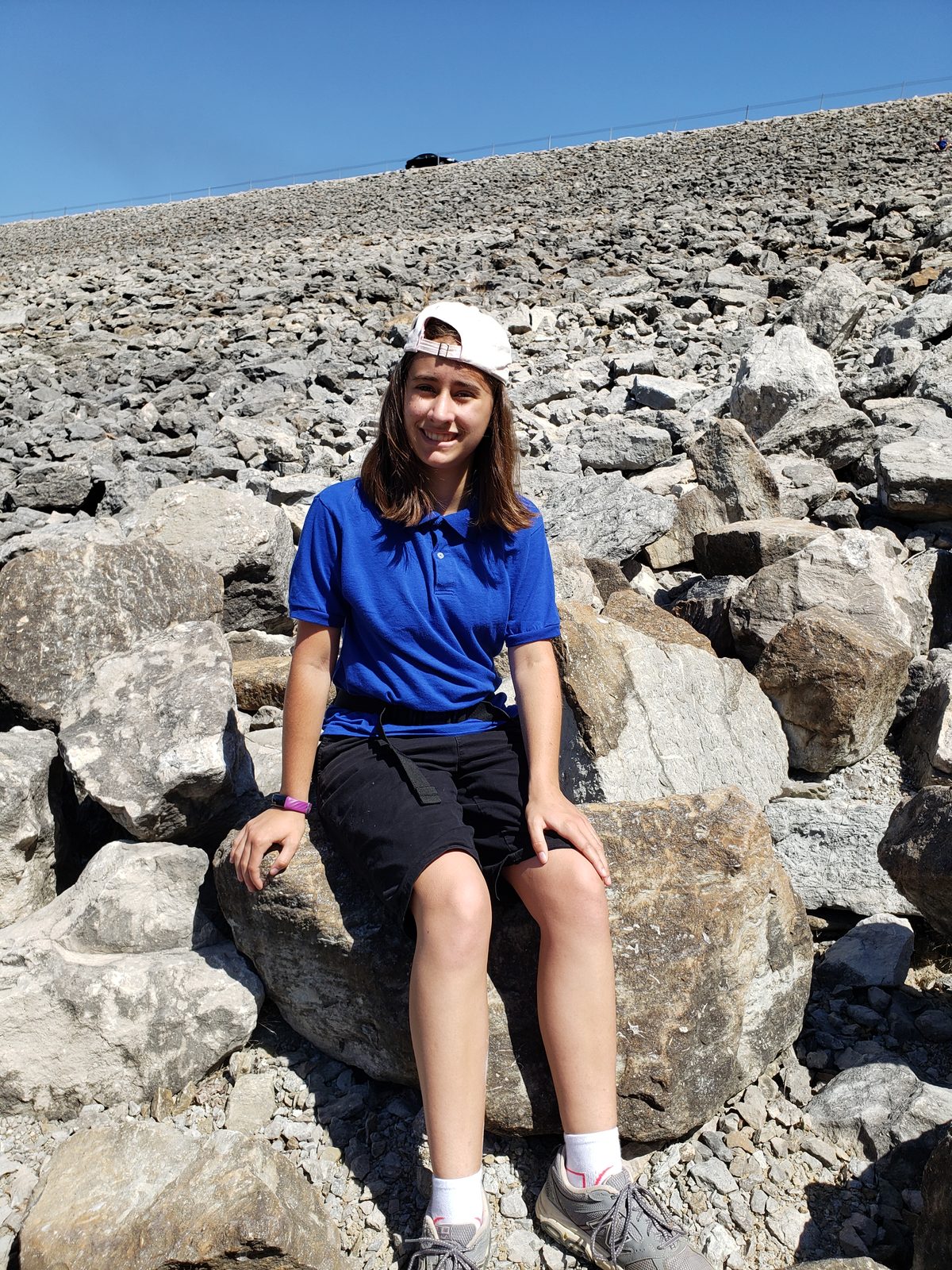 Lisa taking a break on the fossil gorge rocks