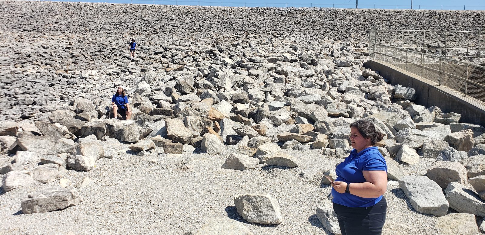 The boulder field below the dam