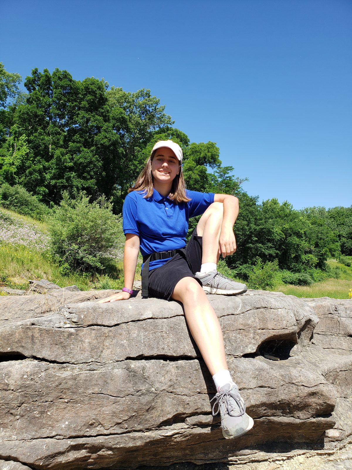 Lisa takes a break on the rocks at the gorge