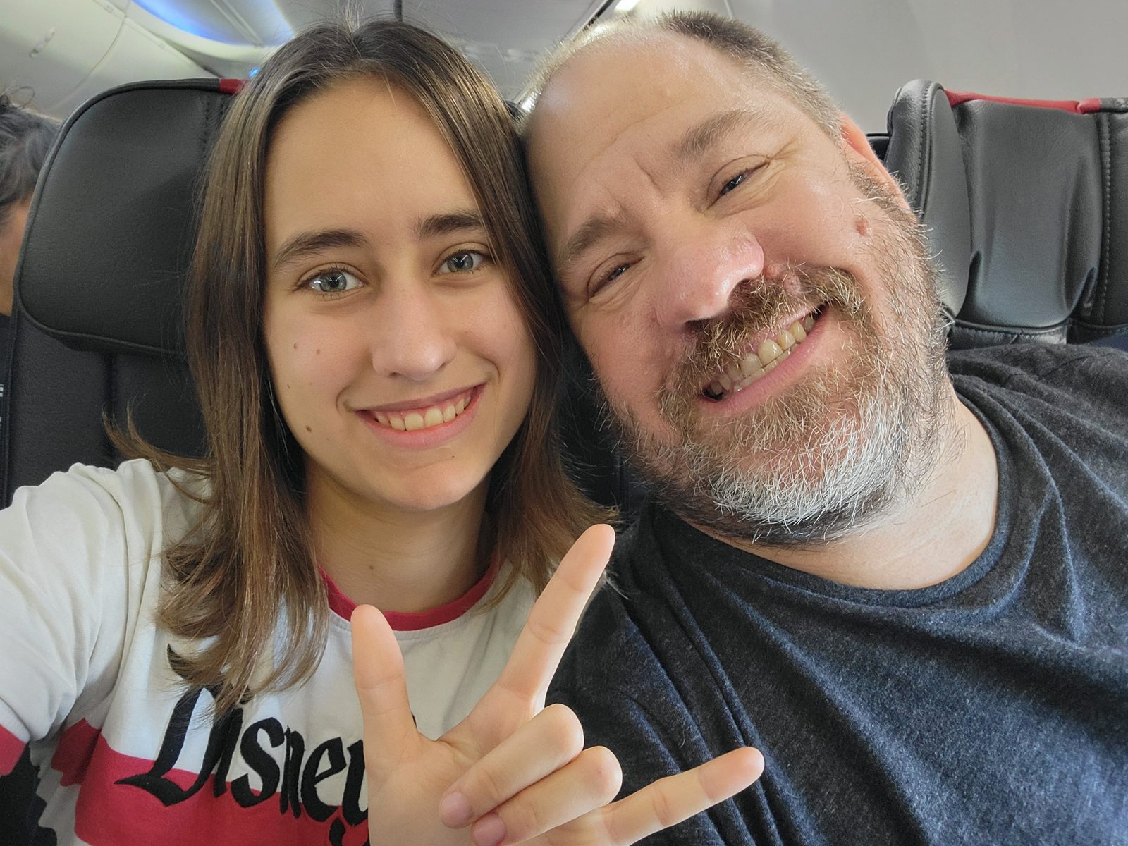 Lisa and Michael on the flight to LA
