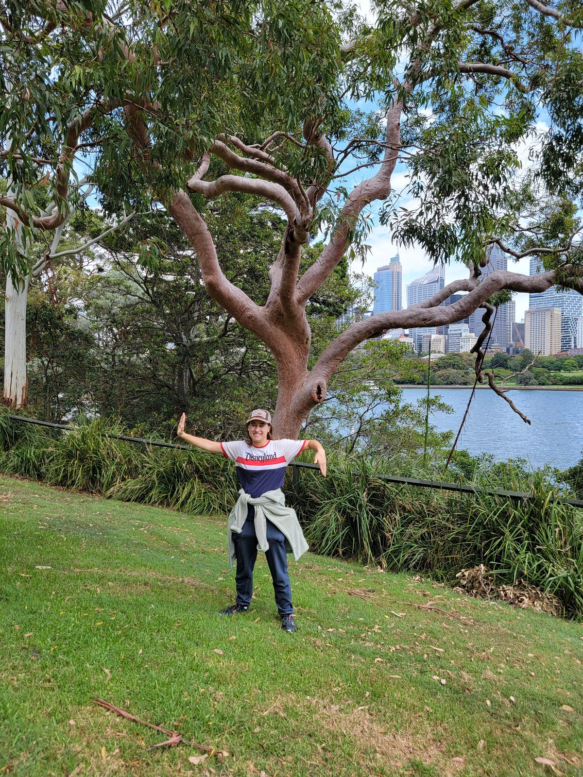 Lisa poses under a gum tree