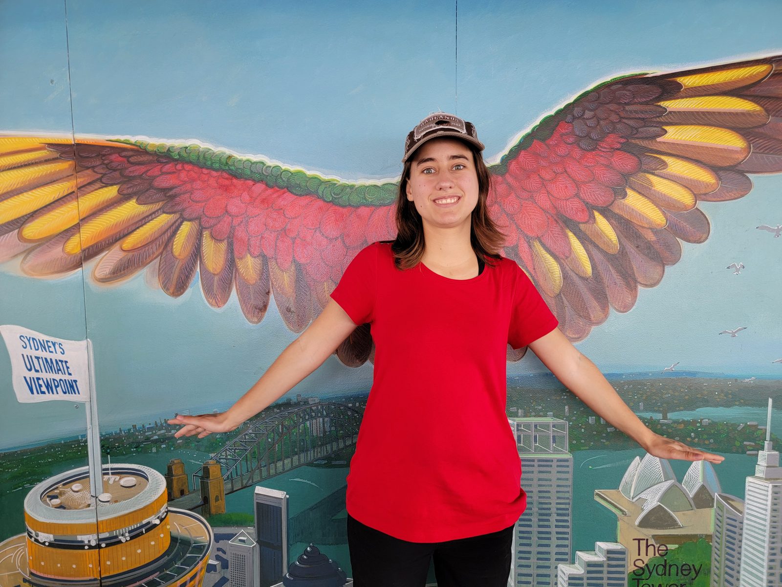 Lisa with wings at the Sydney Tower Eye