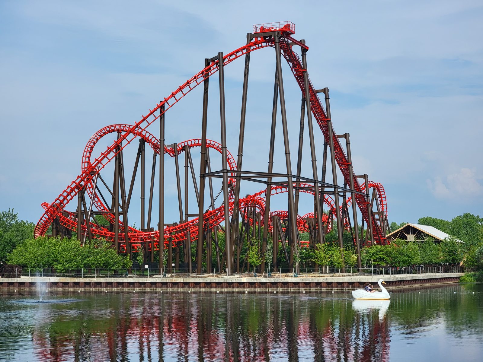 A coaster towering over the lake