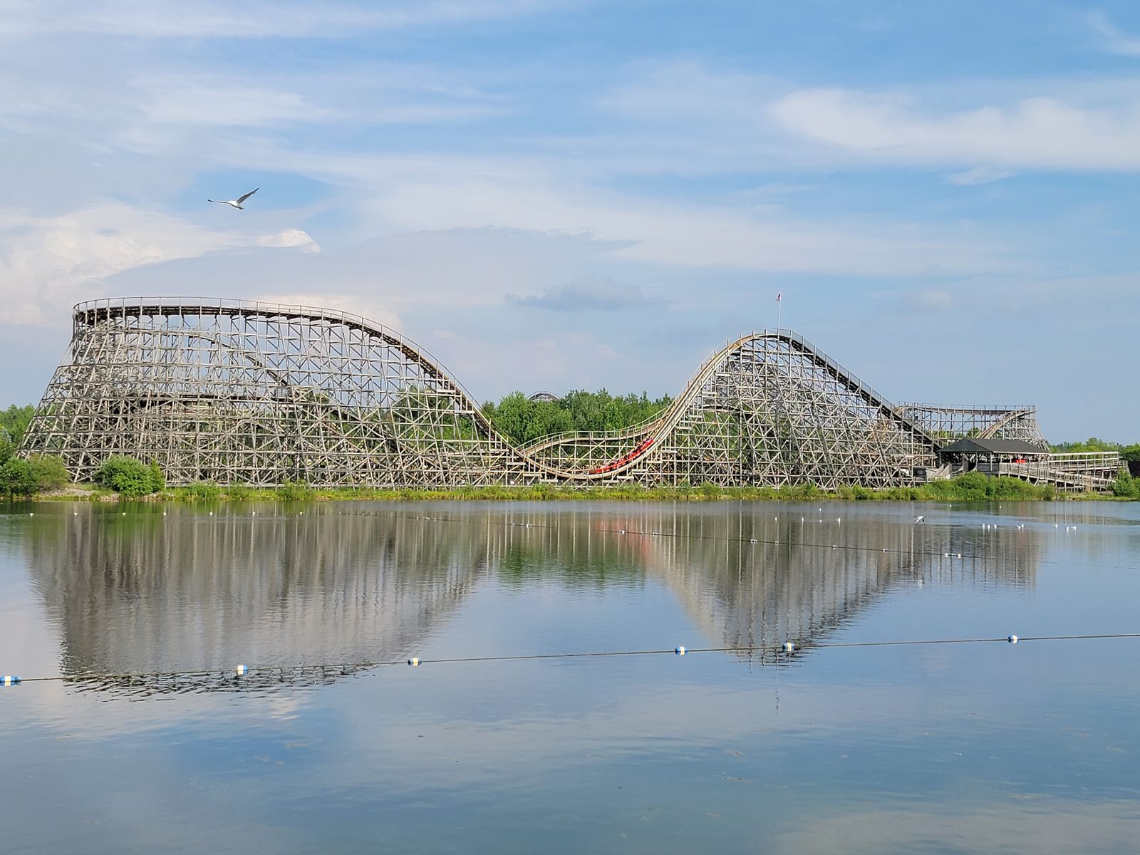 The wooden coaster along the lake