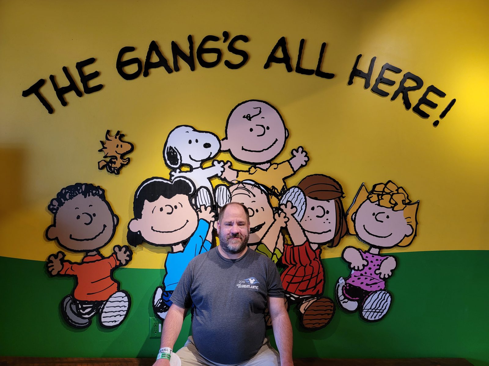 Michael with the whole Peanuts gang
