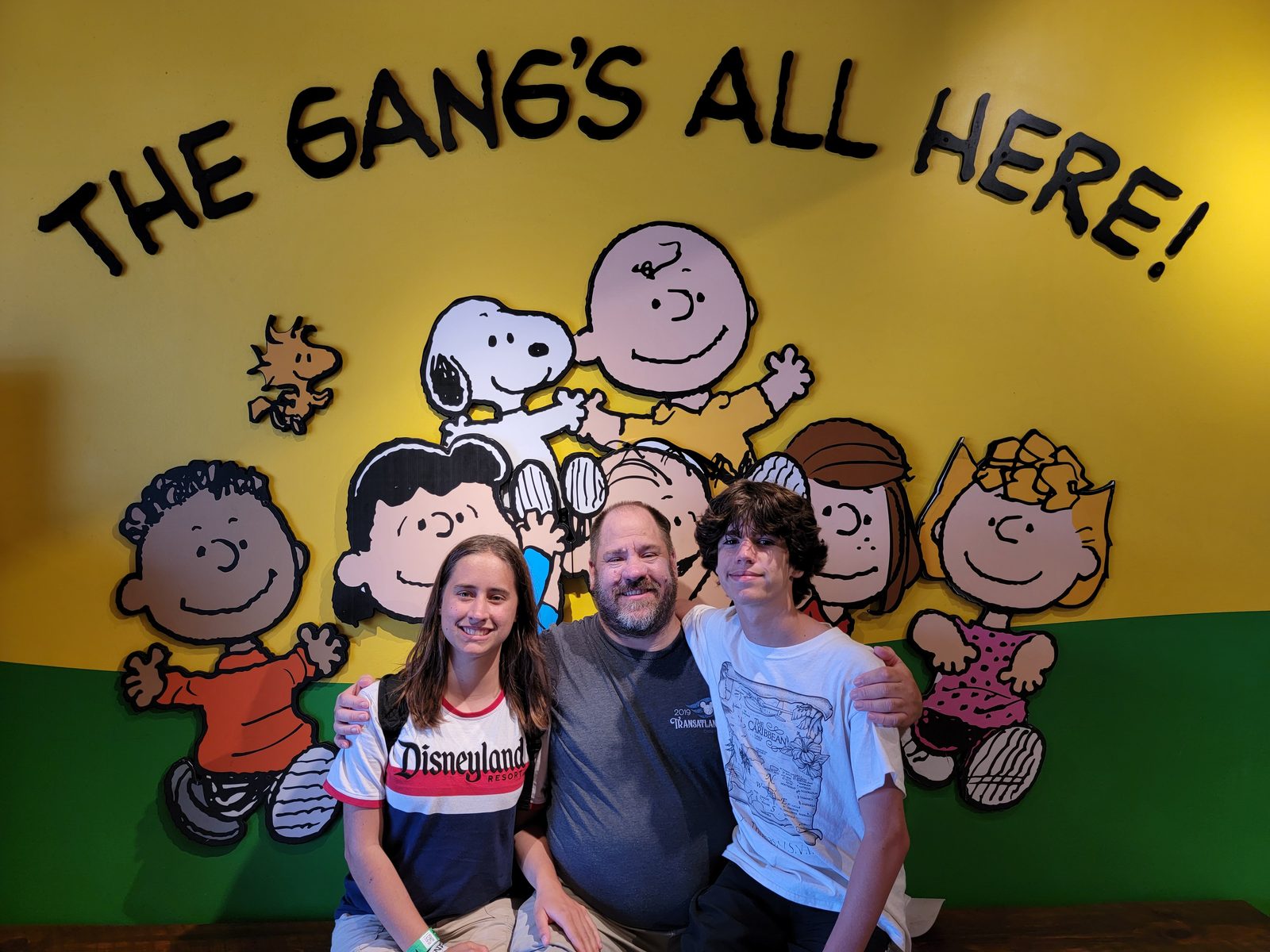 Lisa, Thomas and me at the Peanuts mural