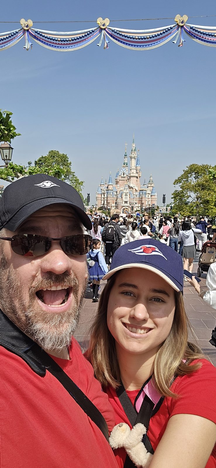 Lisa and me with the castle behind us at Shanghai Disneyland
