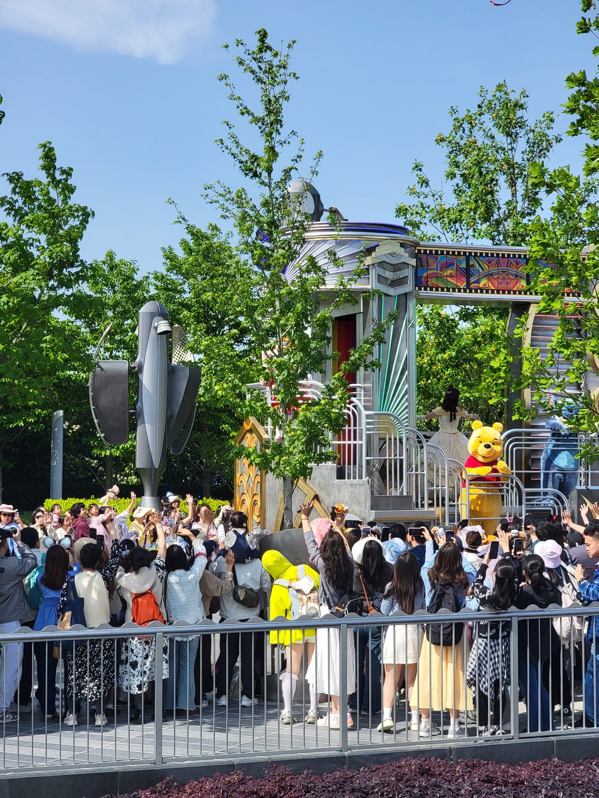 Winnie the Pooh comes down the parade route