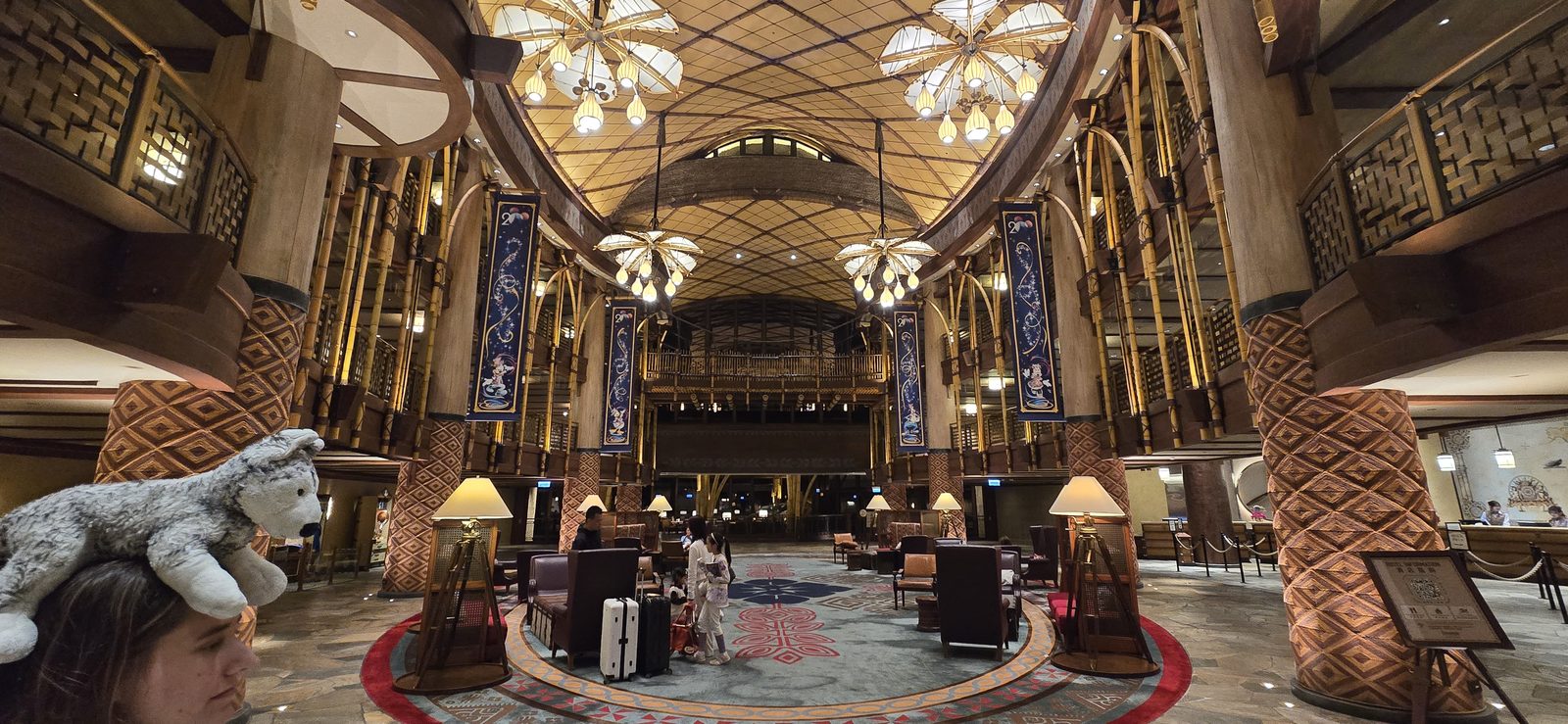 The grand lobby at the Disney Explorers Lodge