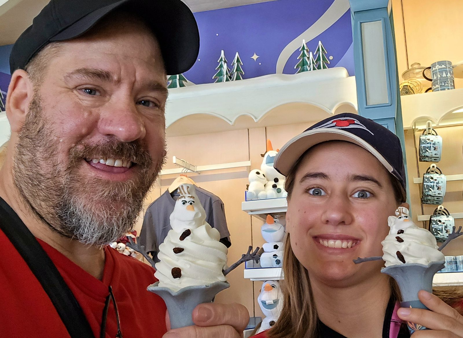 Lisa and me with Olaf soft serve at Hong Kong Disneyland