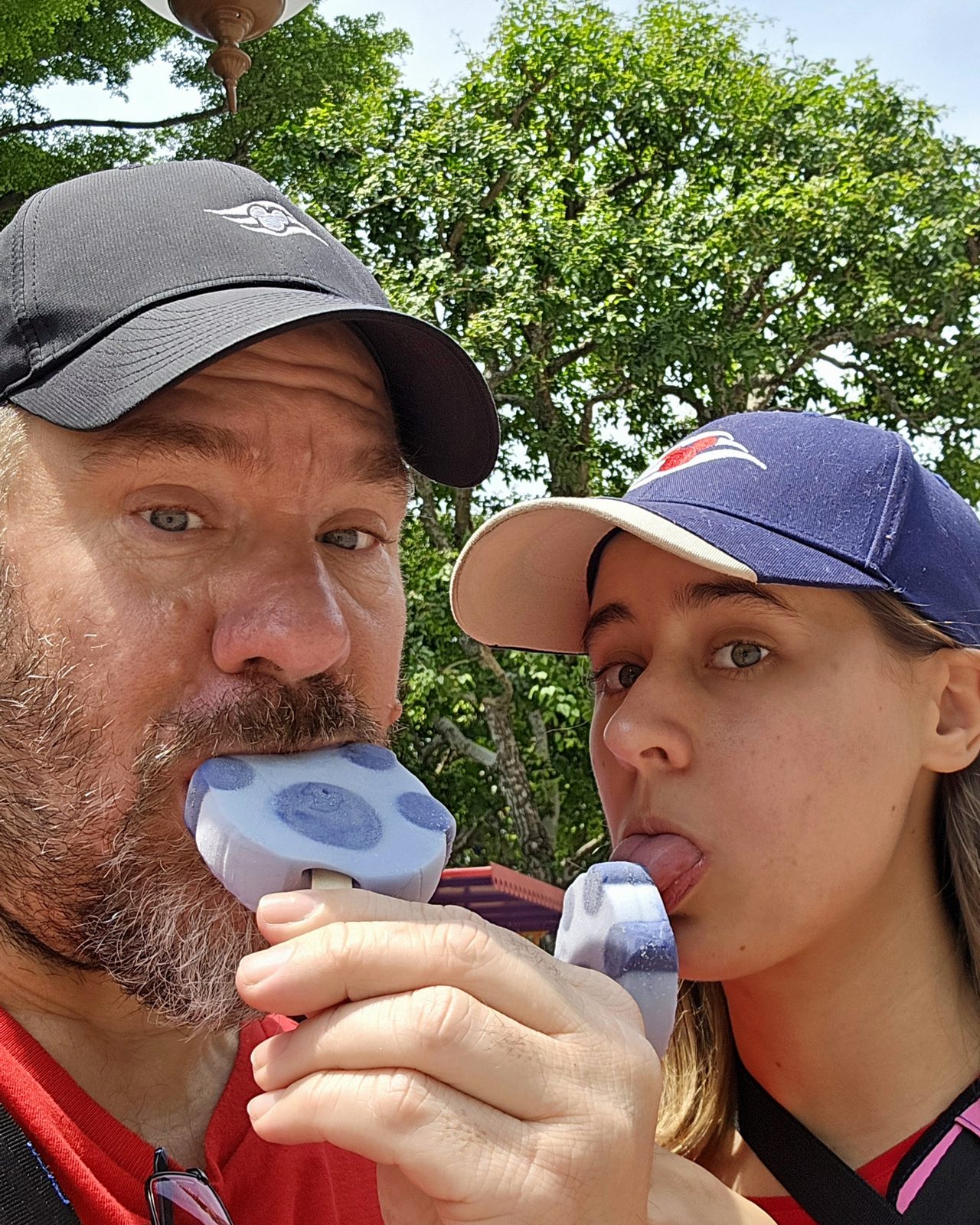 Lisa and me sharing a blue ice pop