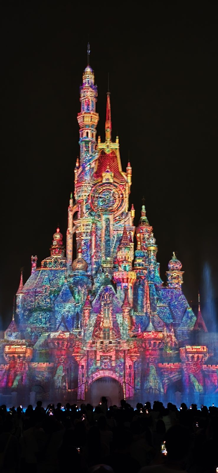 The castle light show at Hong Kong Disneyland