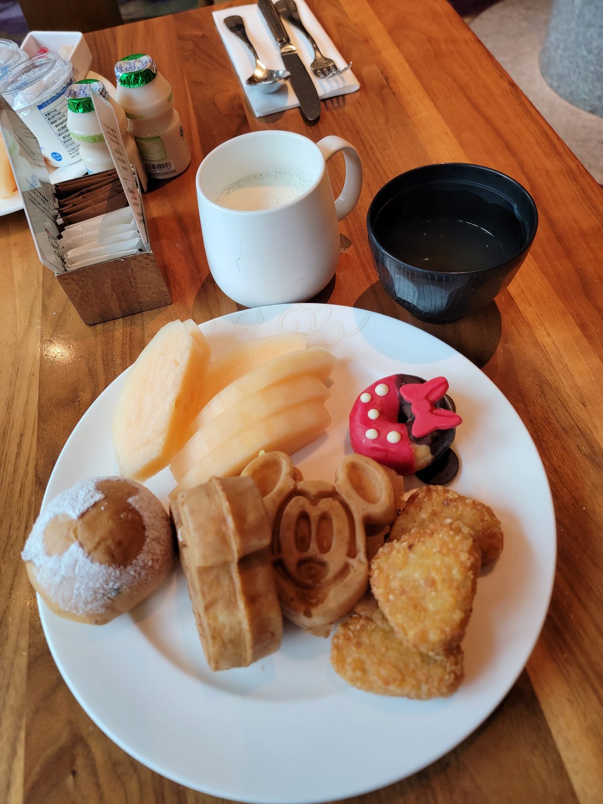Birthday morning breakfast, Mickey waffles and all