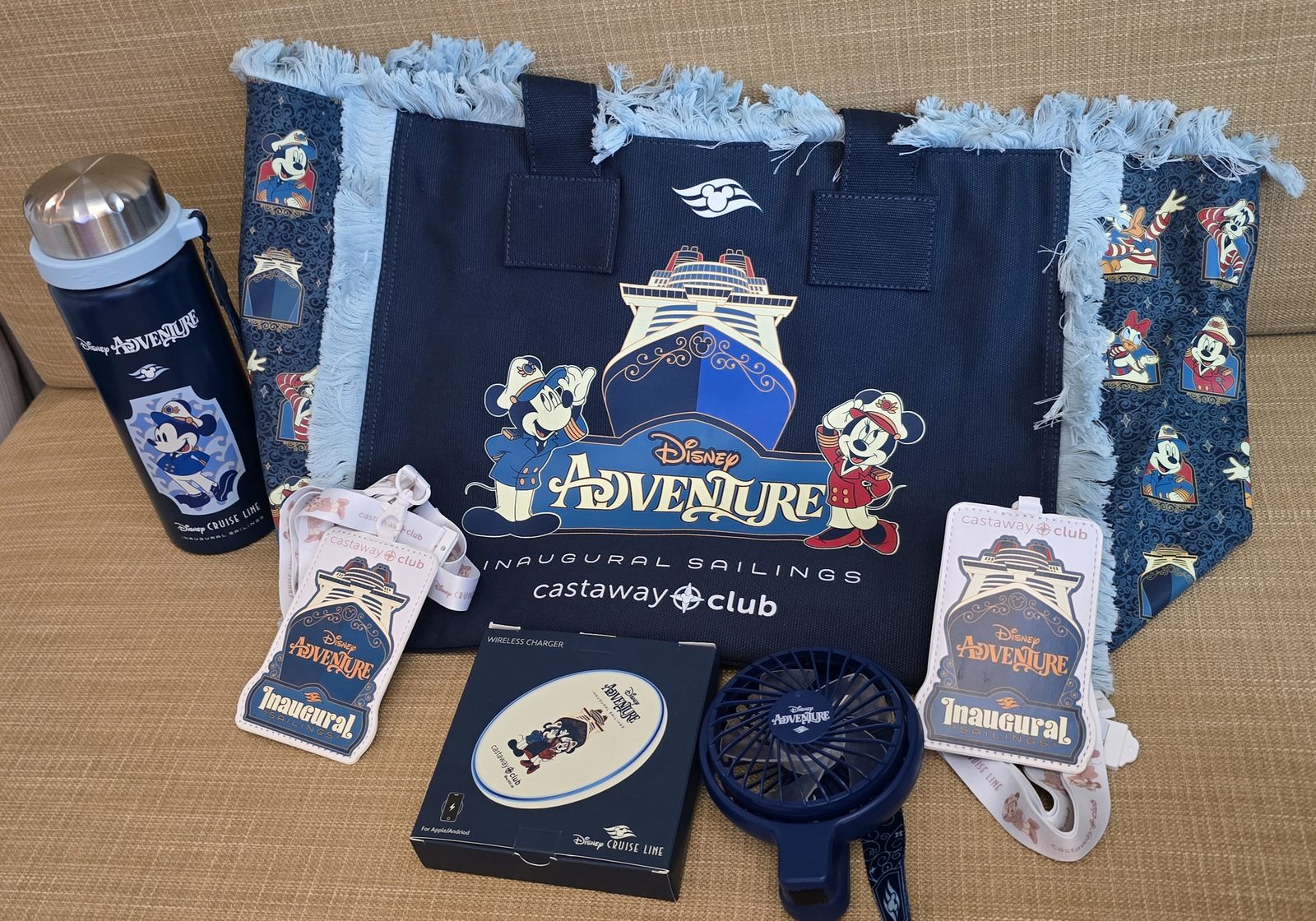 Our swag from the Disney Adventure's inaugural sailing