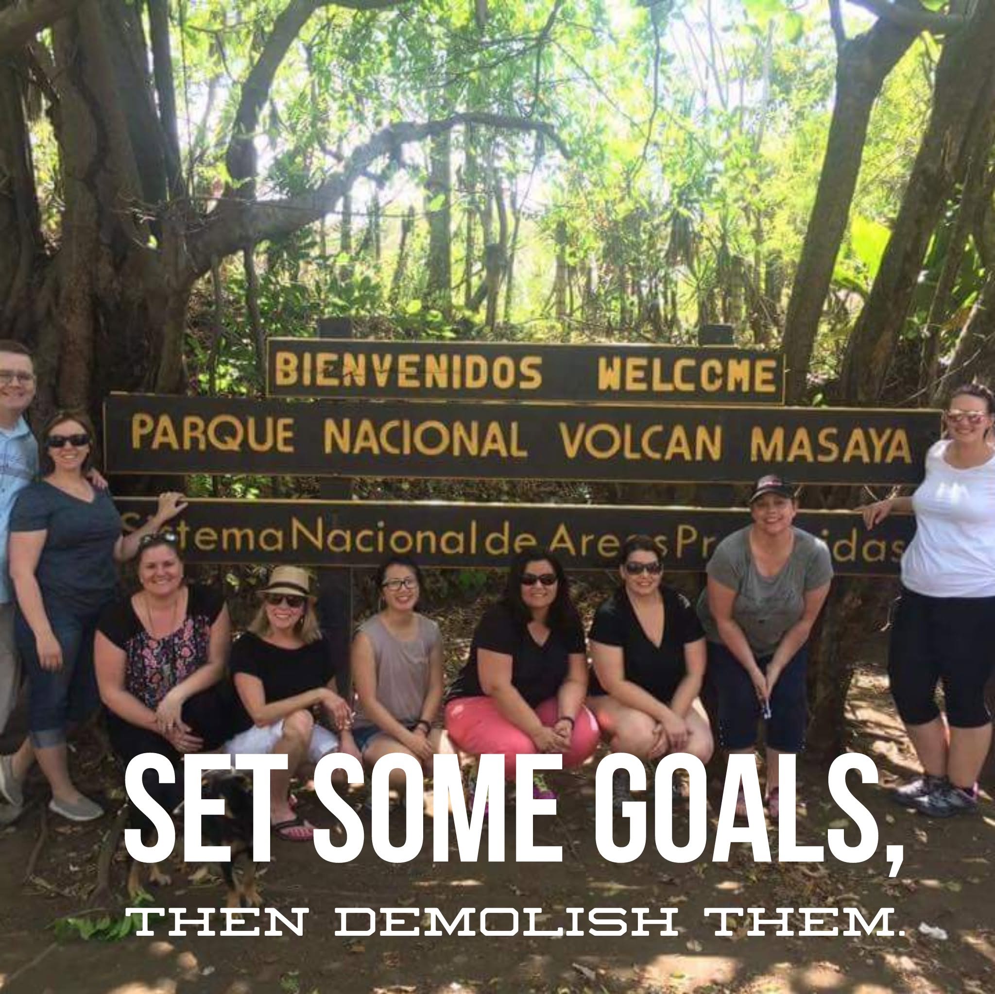 Our group at the Masaya Volcano sign