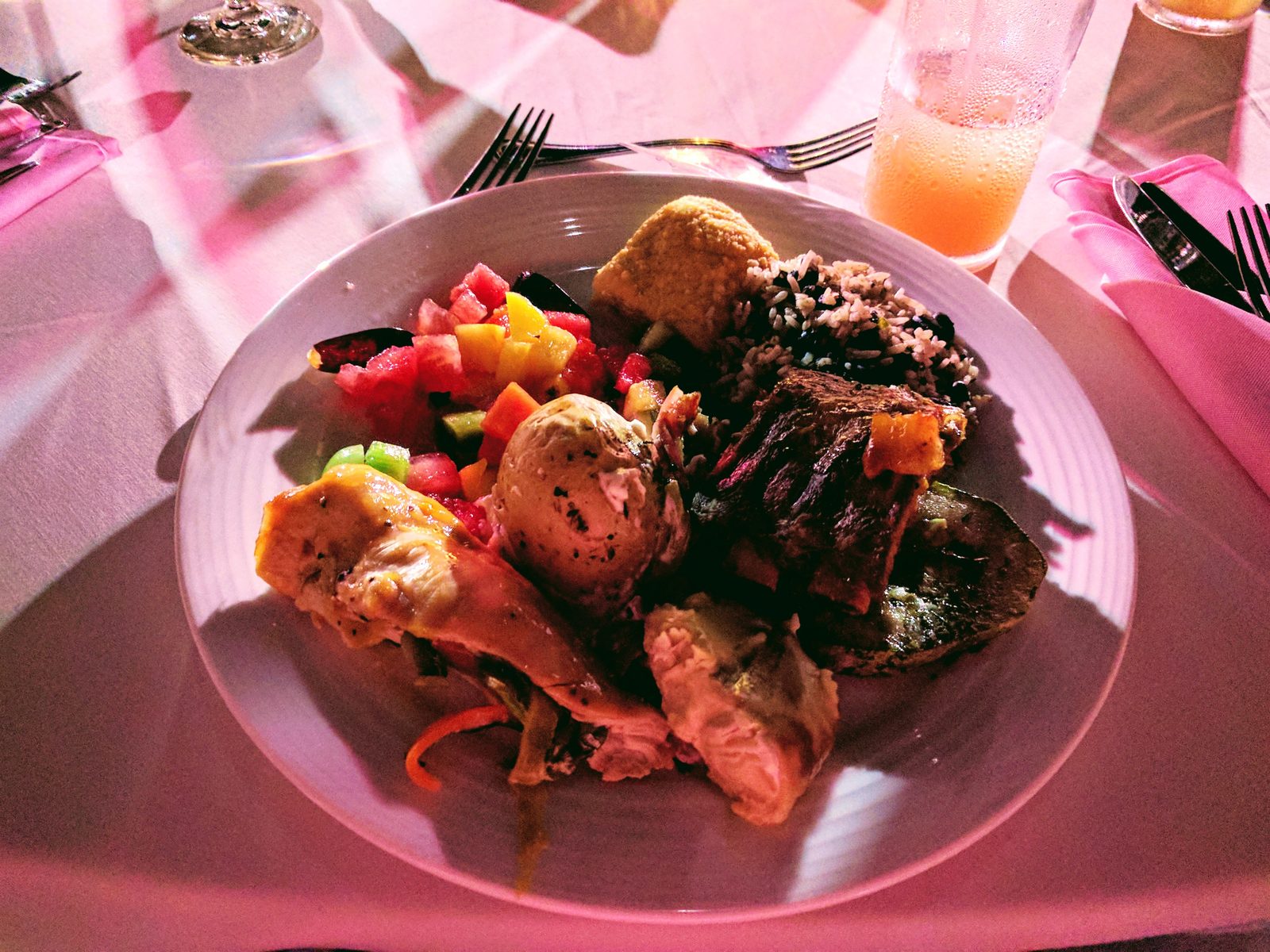 Kathy's dinner plate on the first night