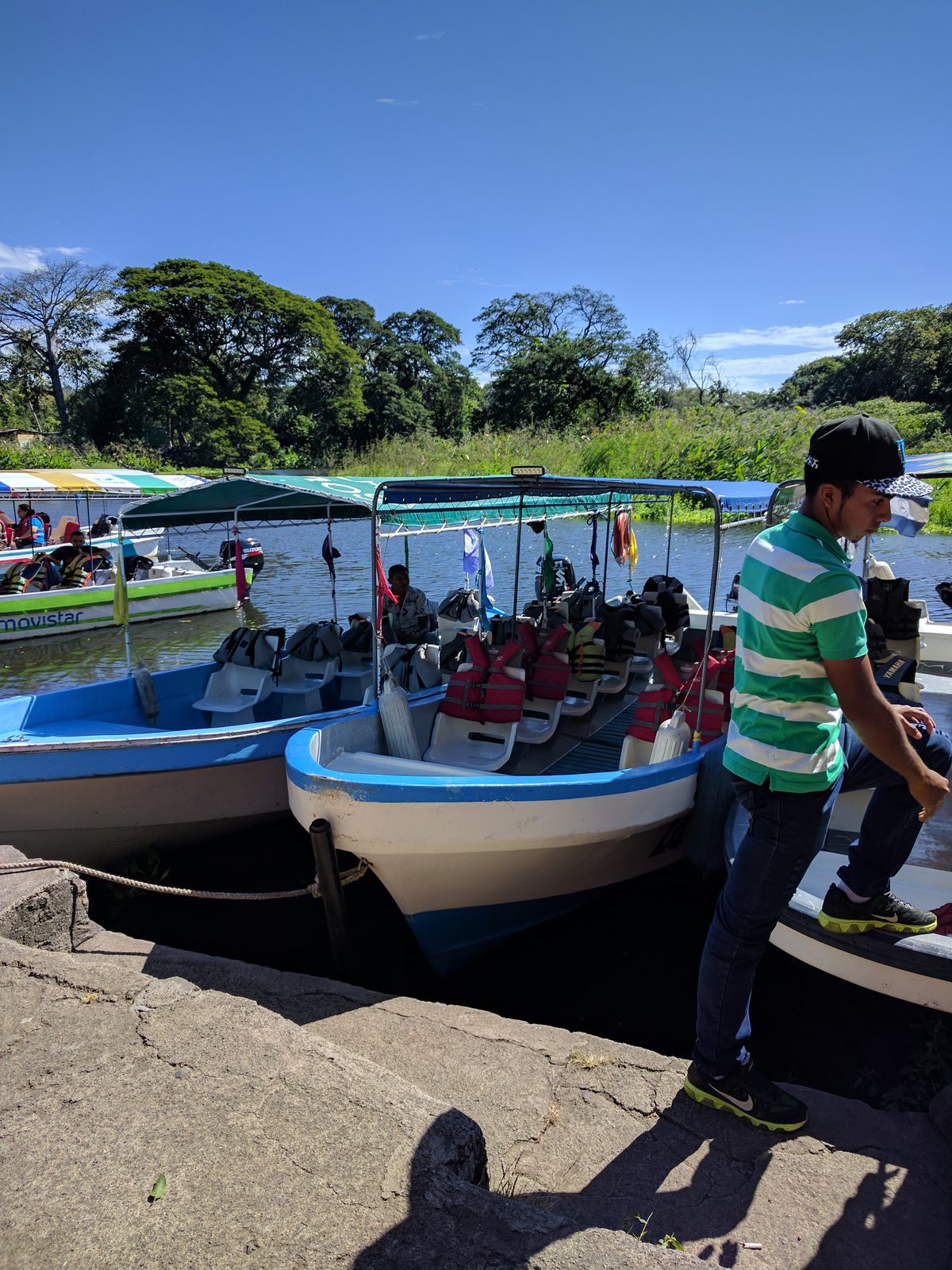 Boats waiting at the dock on Lake Nicaragua