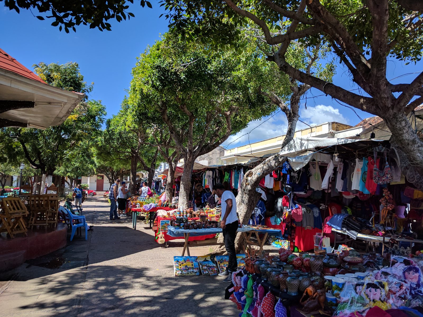 Market stalls along the street in Granada