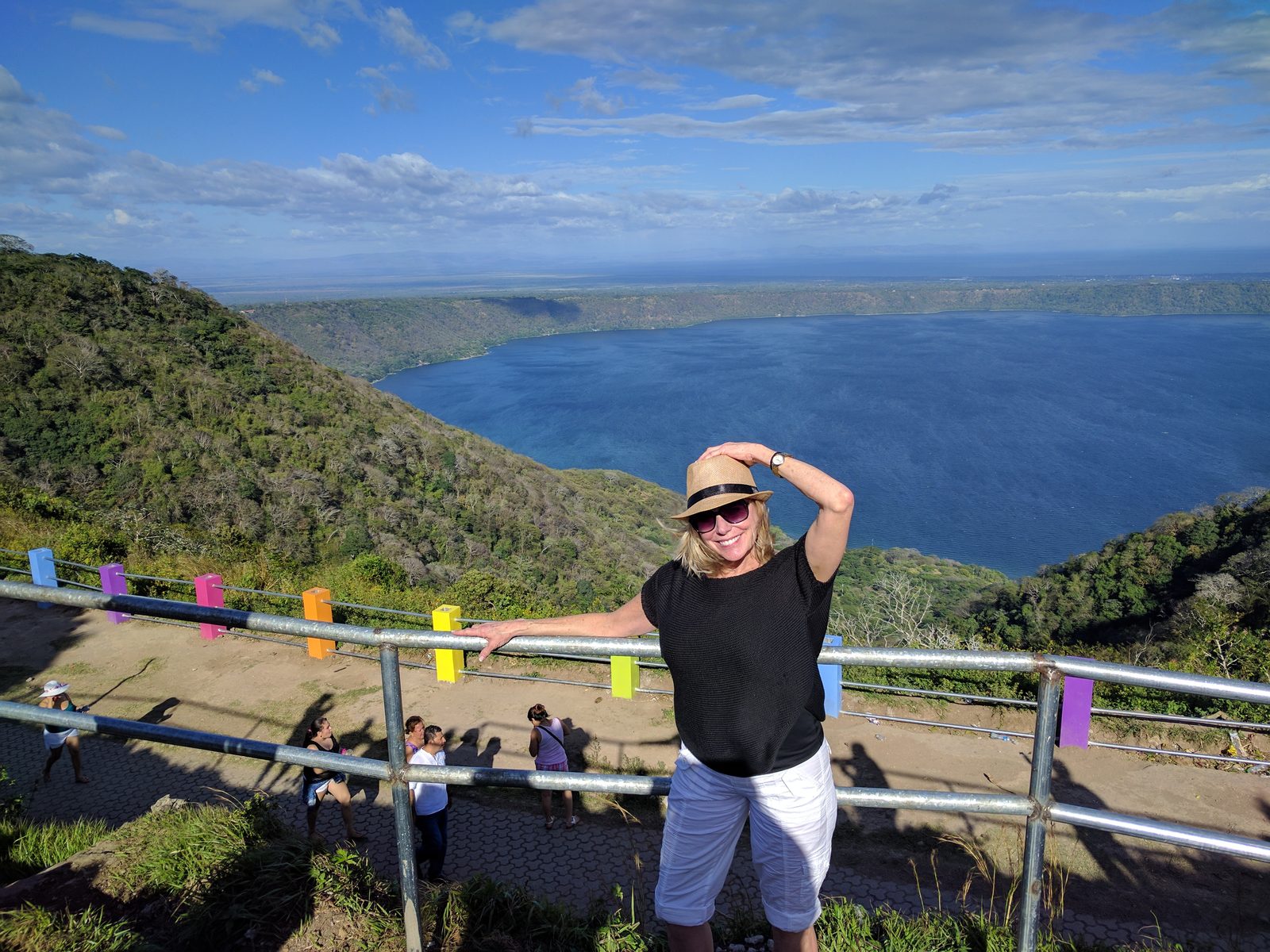 Kathy above the crater lake at Catarina