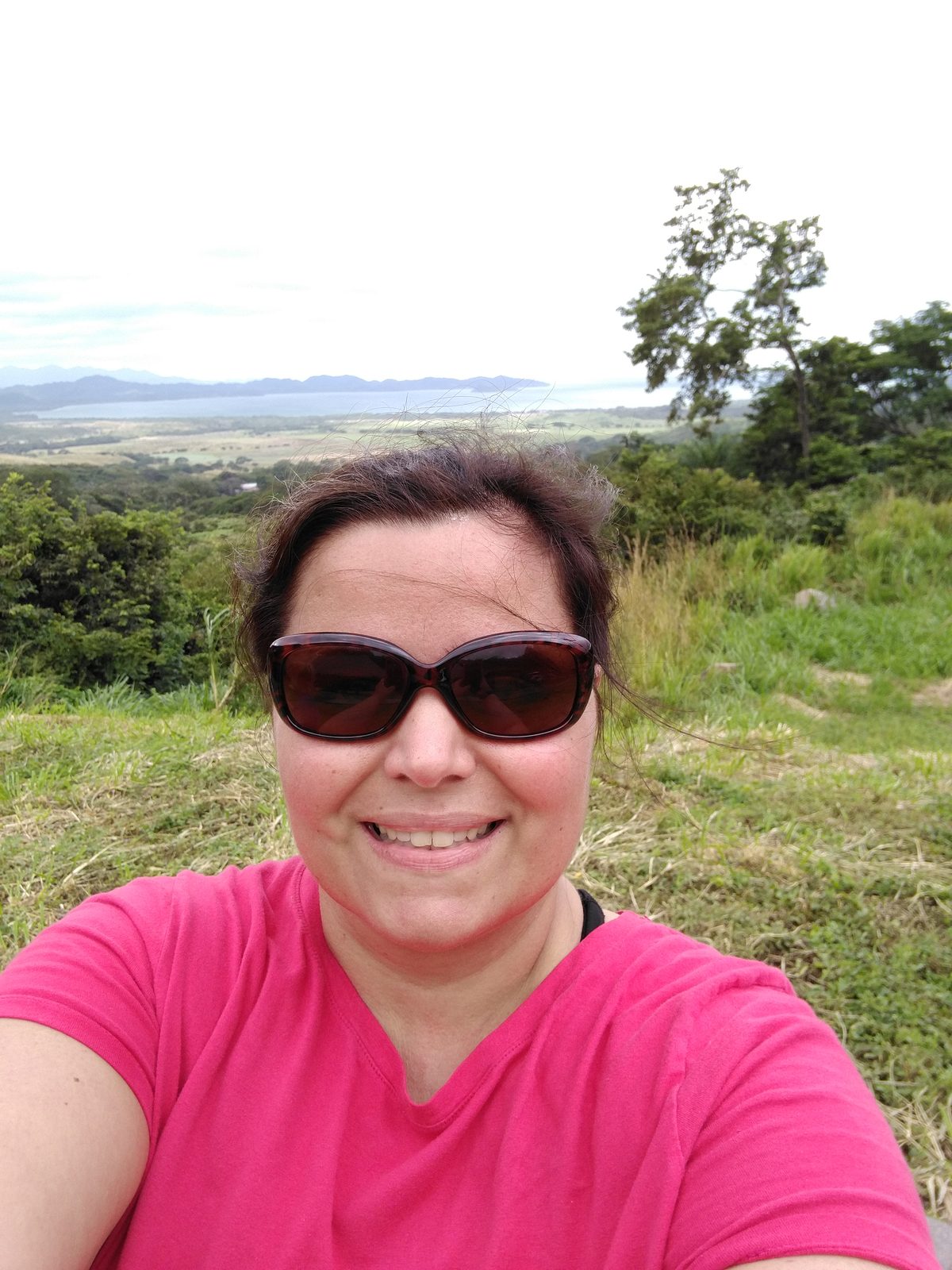 Kathy at the hillside lookout in Costa Rica