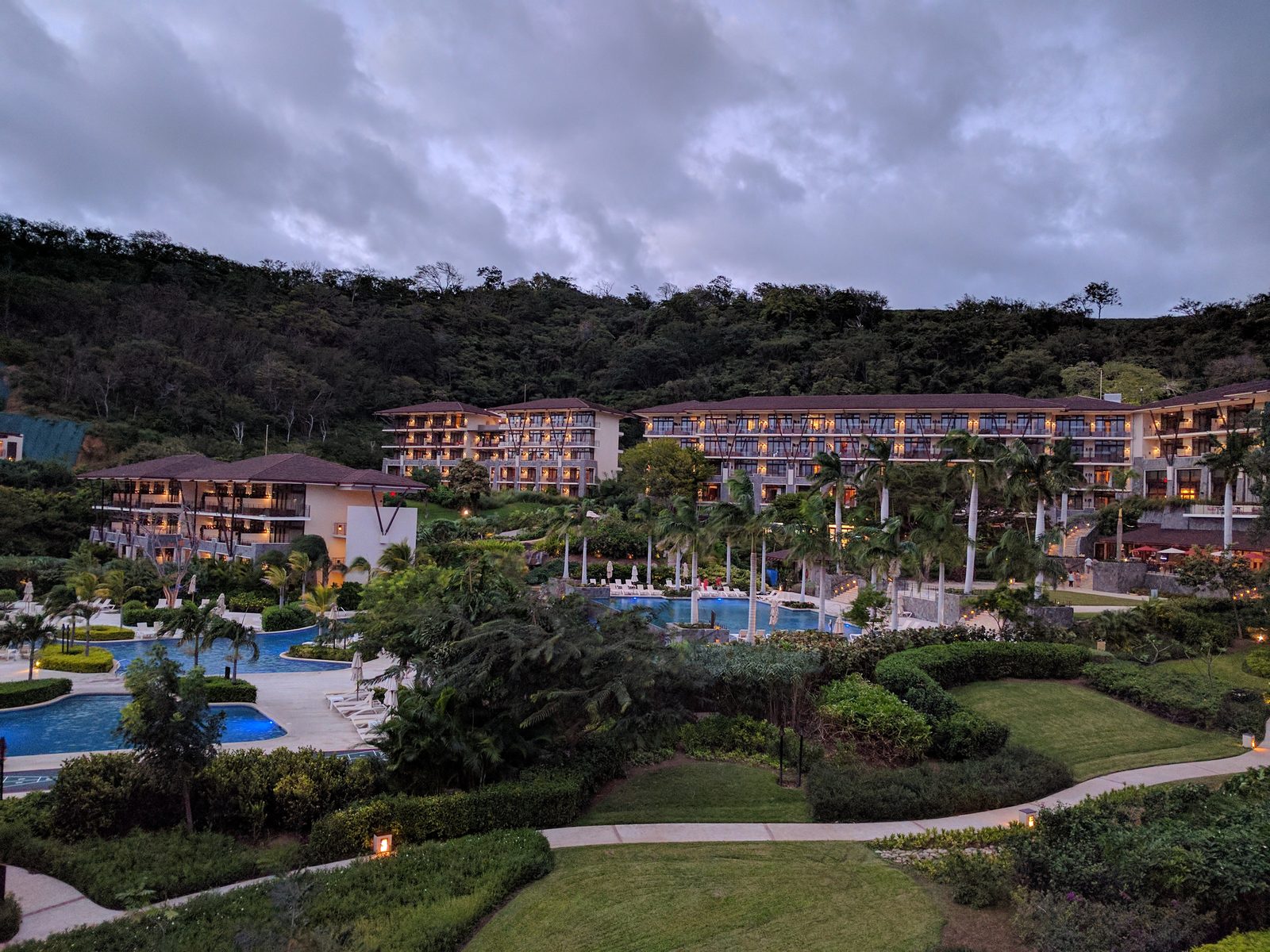 The resort at dusk