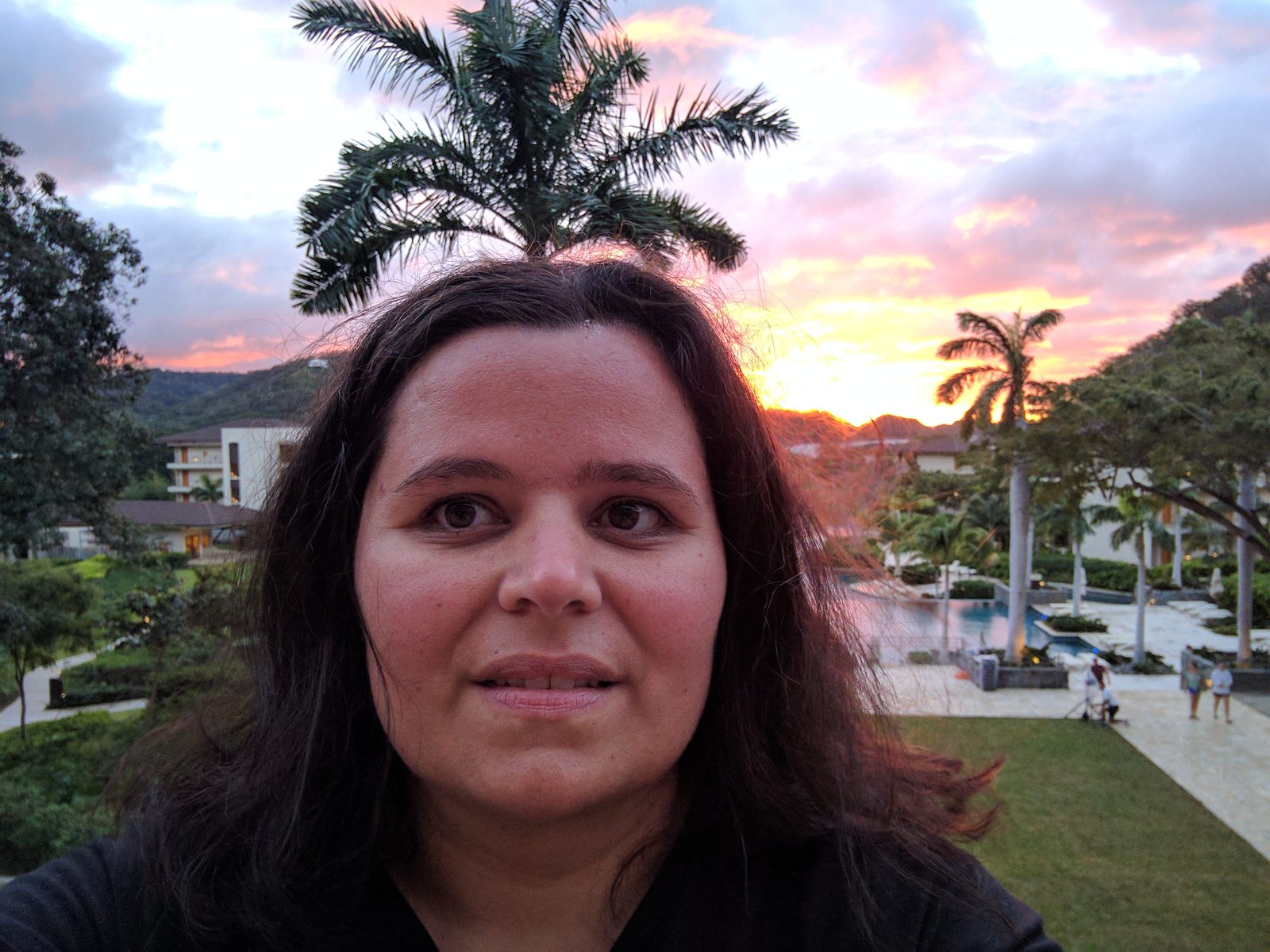 Kathy watches the sunset over Dreams Las Mareas