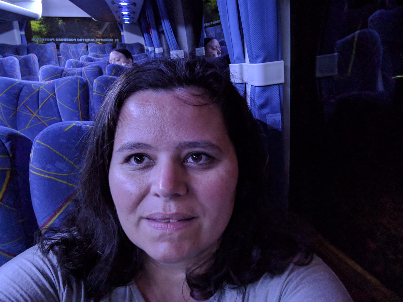 Kathy, before dawn on the way to the airport
