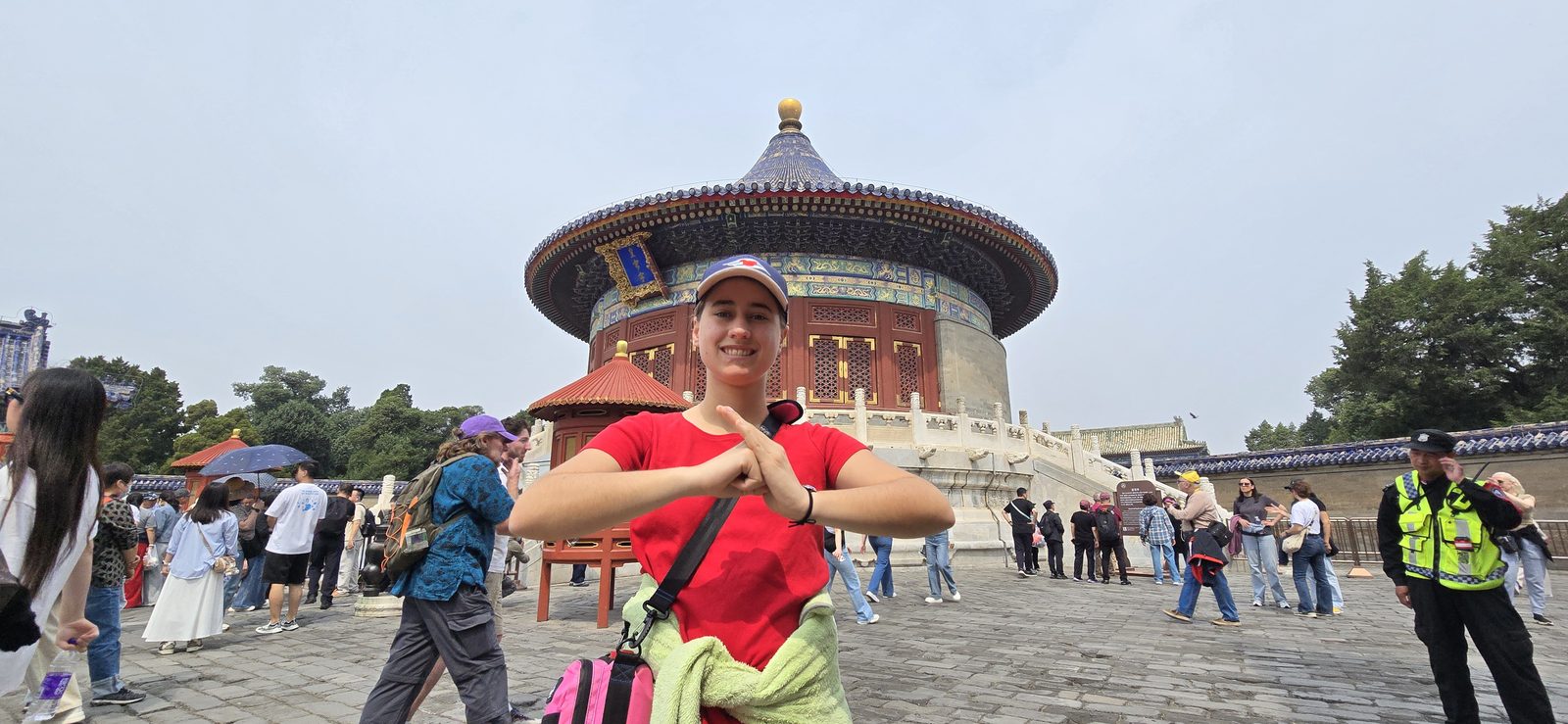Lisa signing I love you at the Temple of Heaven