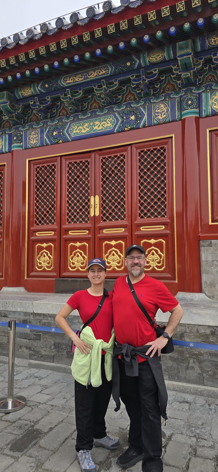 Lisa and Michael by red doors at the Temple of Heaven