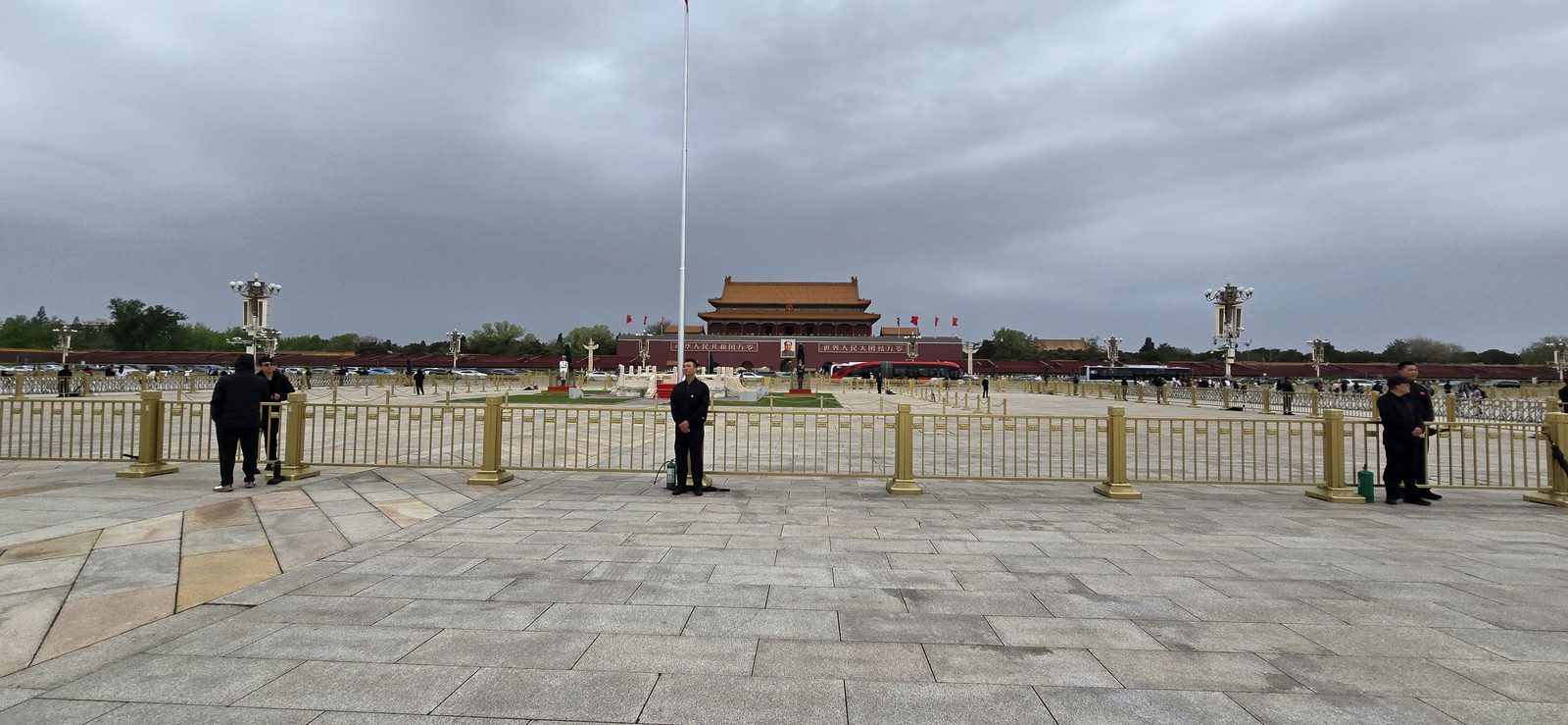 The flag pole on Tiananmen Square
