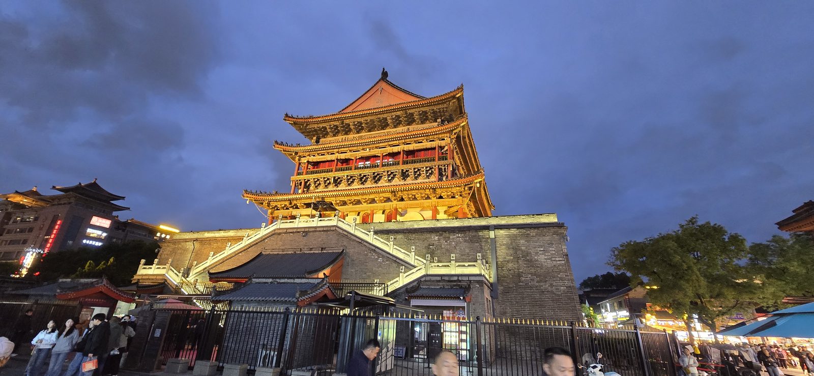 The Drum Tower at dusk in Xi'an