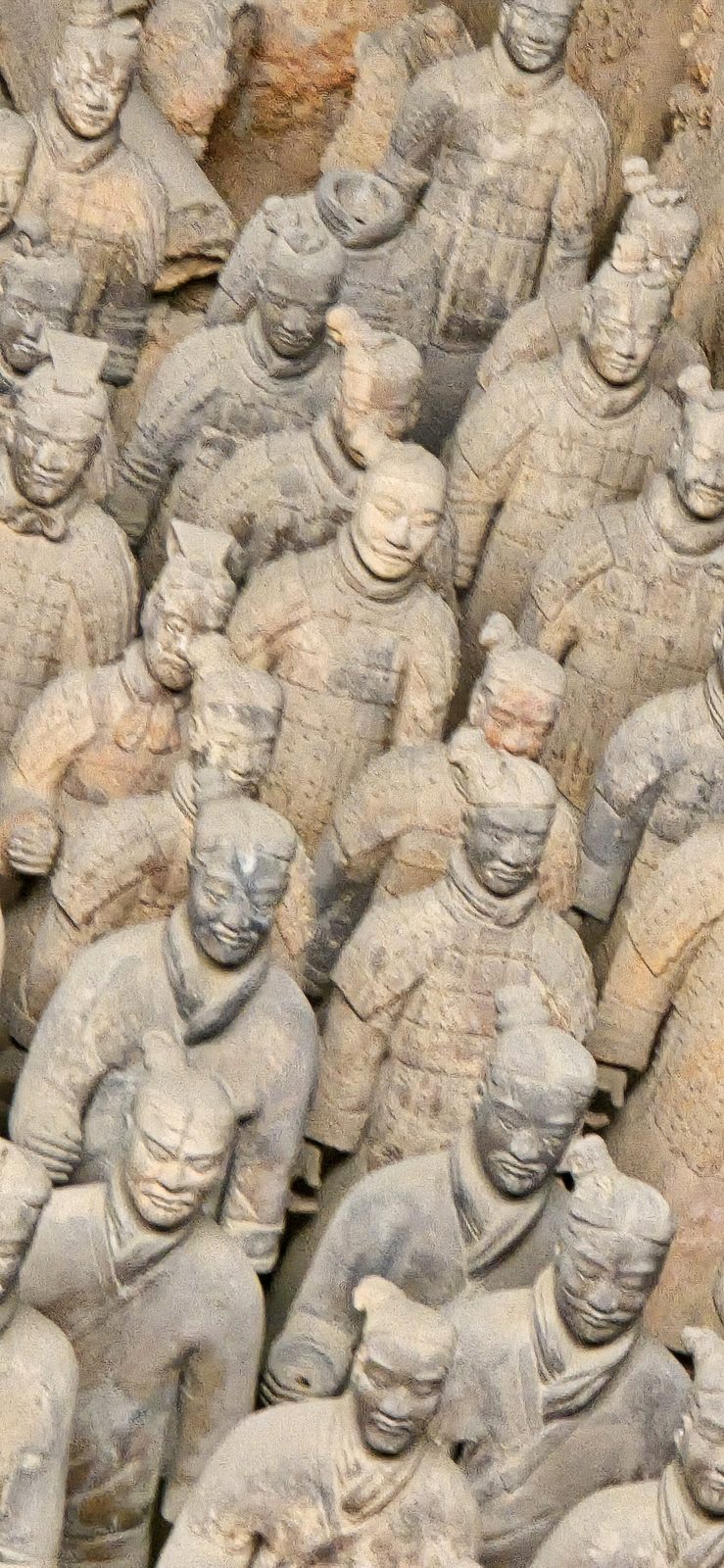 Ranks of warriors packed into a trench at the Terracotta Army
