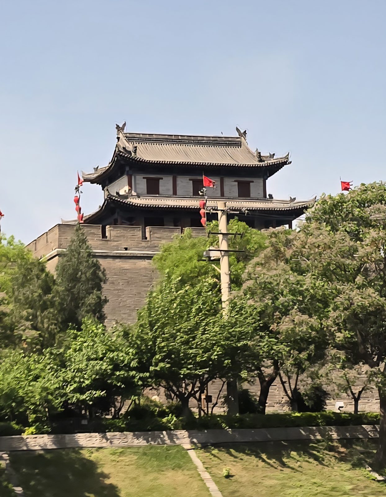 A corner tower of the city wall in Xi'an