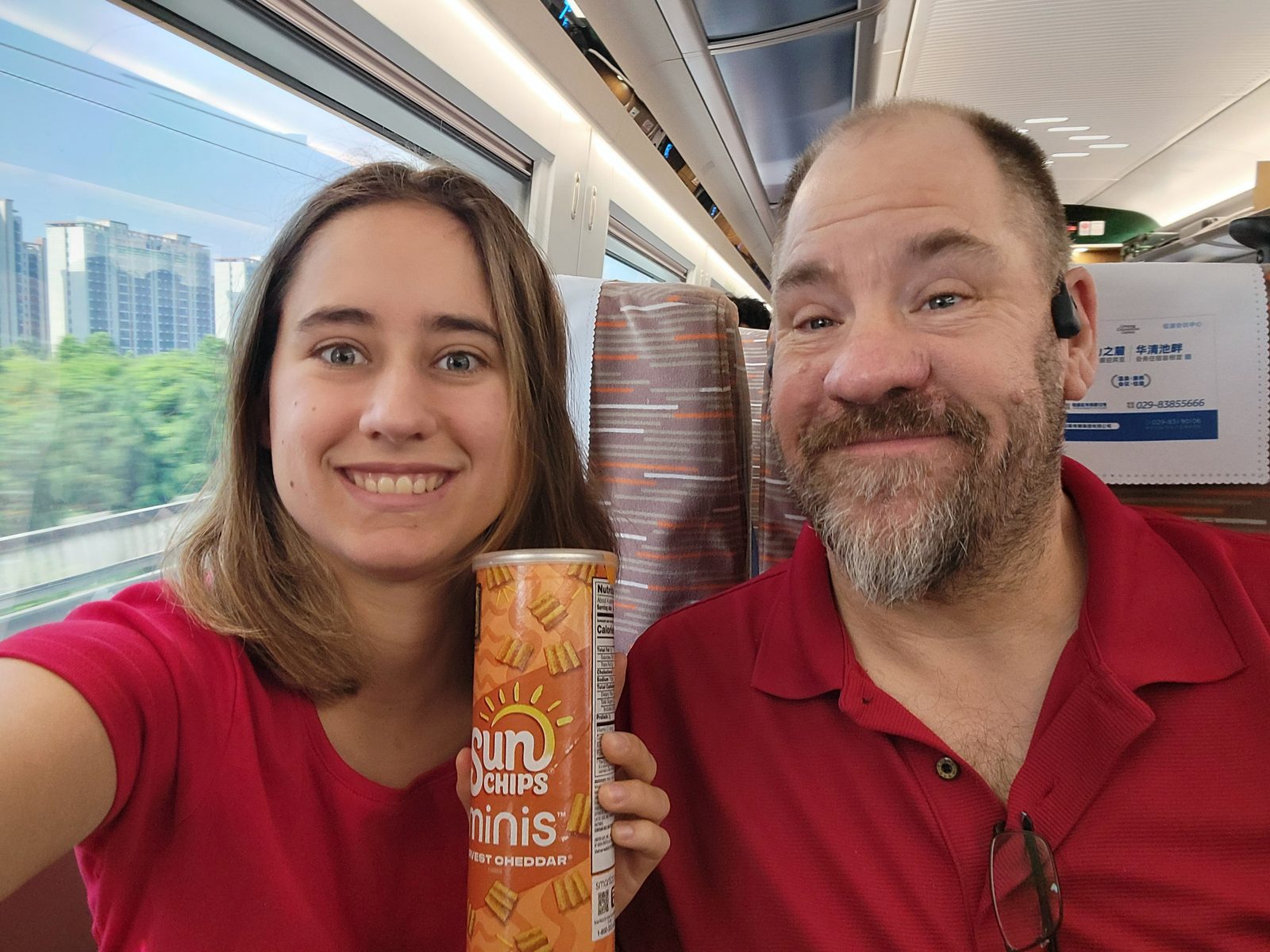 Chips and a selfie on the bullet train