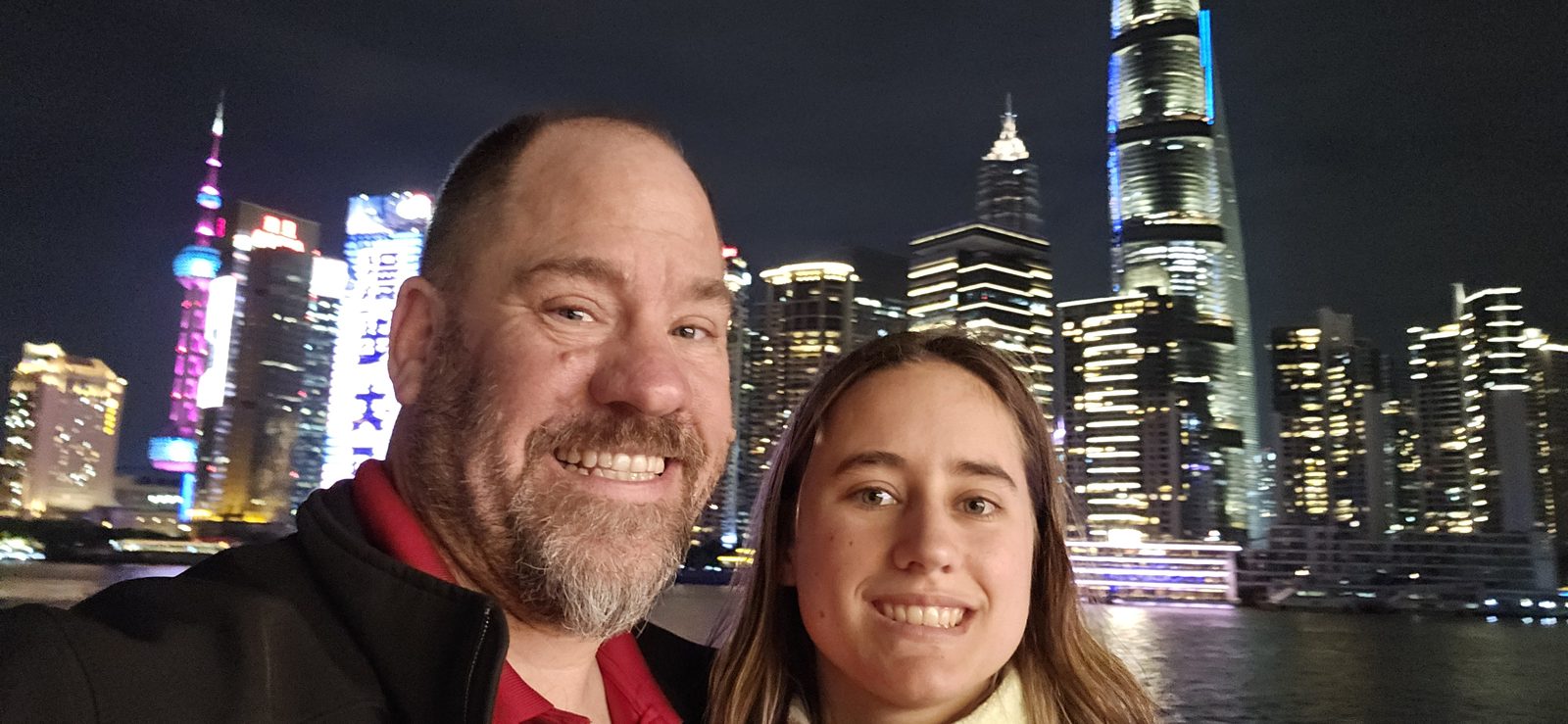 Lisa and me with the Shanghai skyline behind us