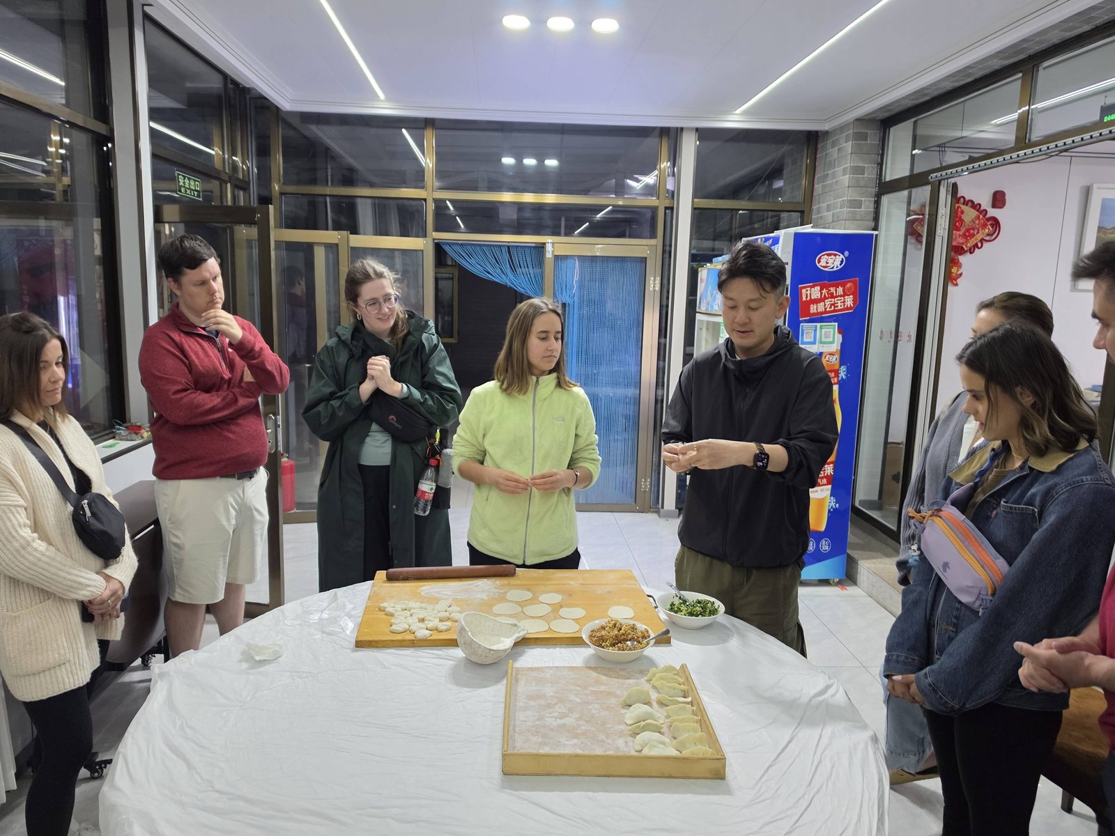 Making dumplings with the group