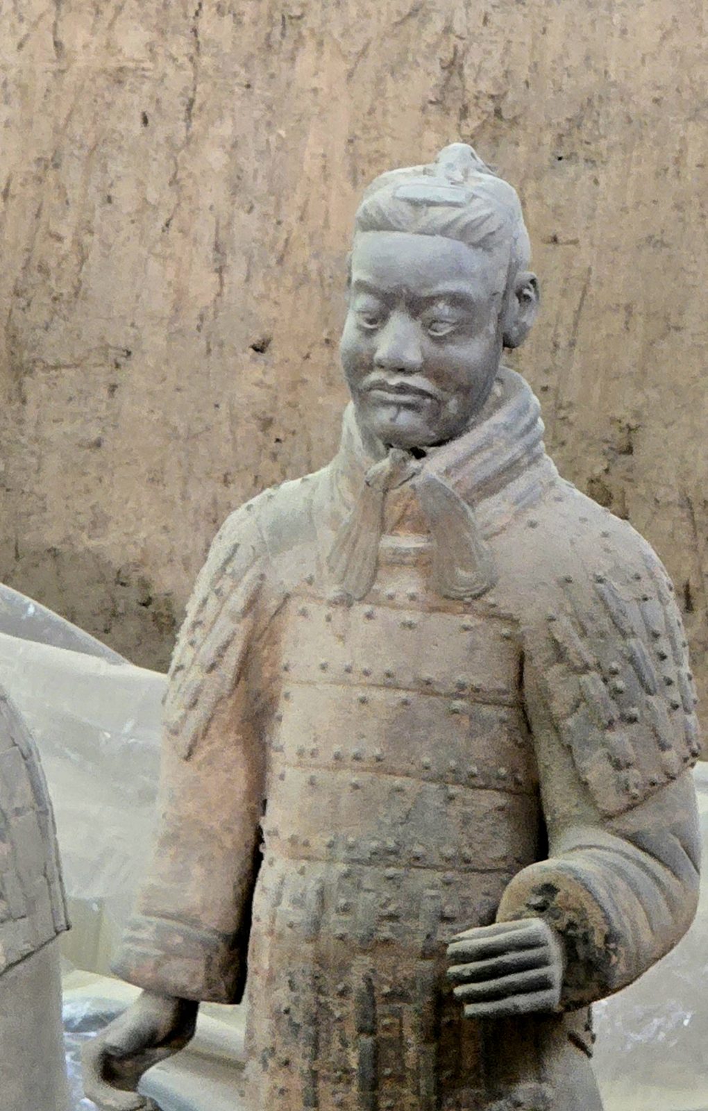 A terracotta warrior up close