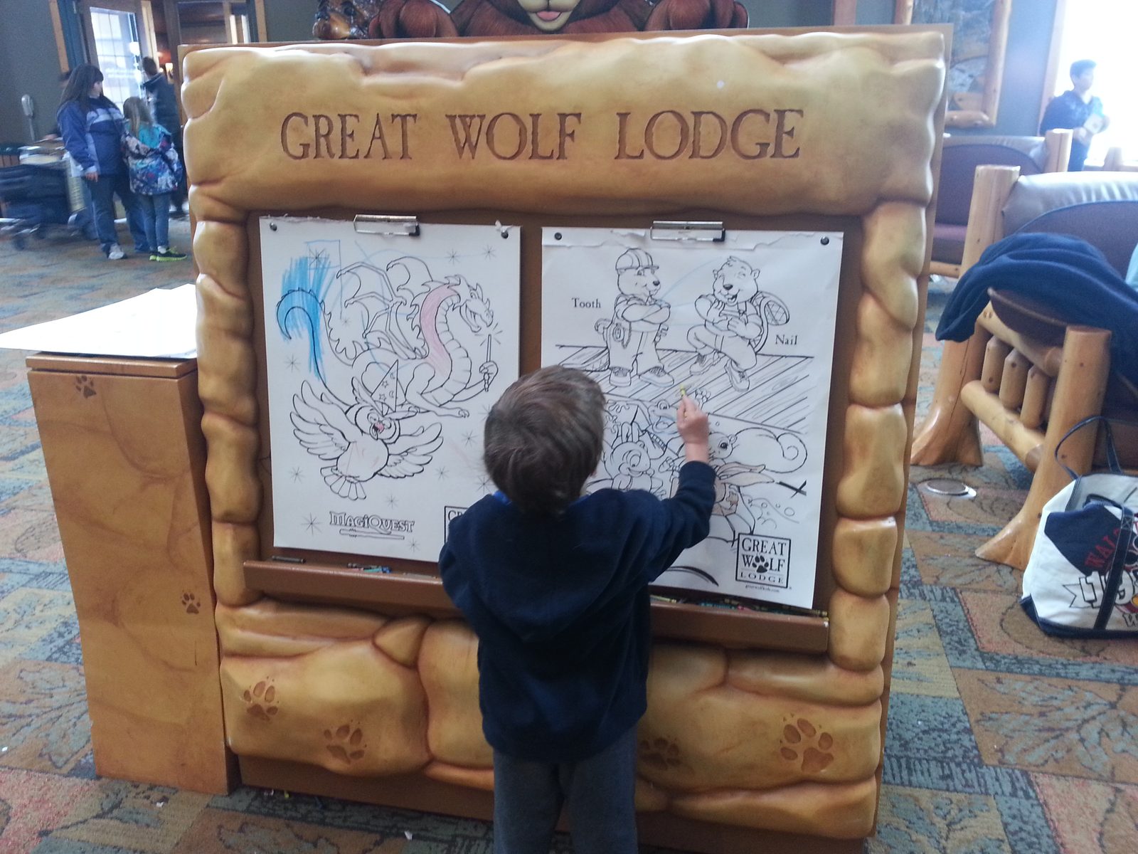 Thomas coloring at the Great Wolf Lodge wall