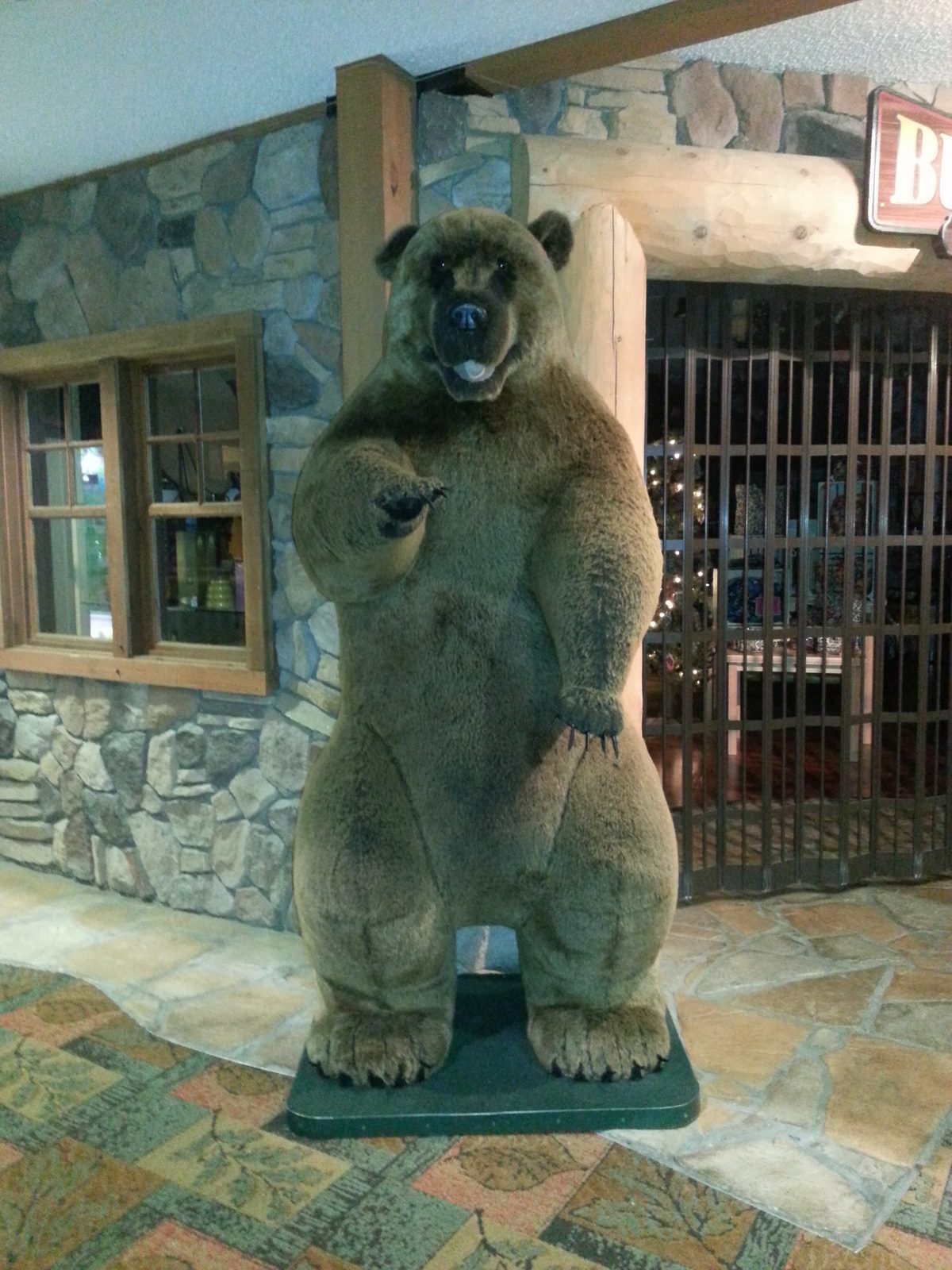 The bear statue guarding the lobby