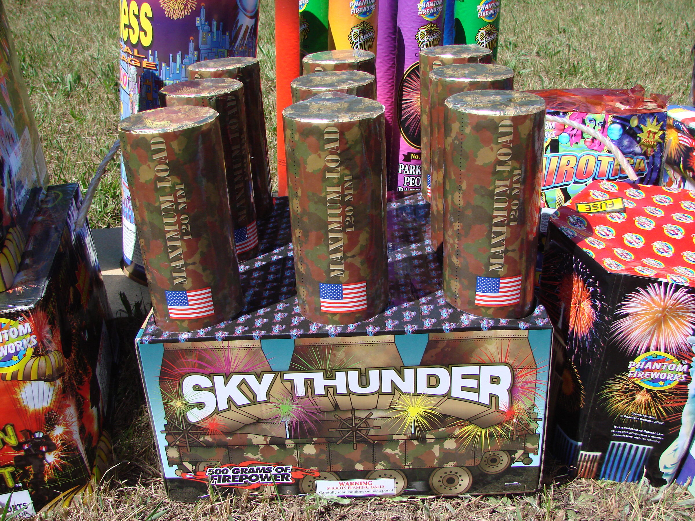 Sky Thunder and a rack of mortar shells