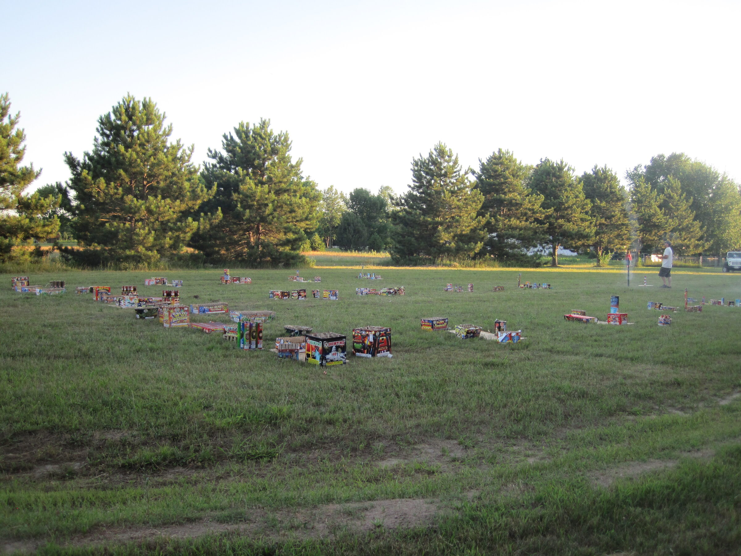 Laid out across the field at sunset, ready to go